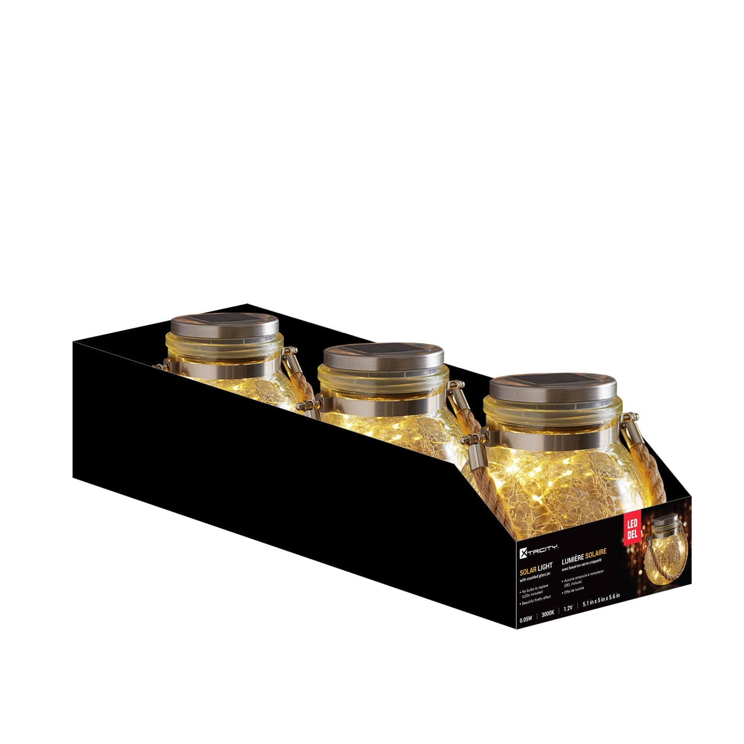 Led solar glass jar 3000K/0.05W/1.2V