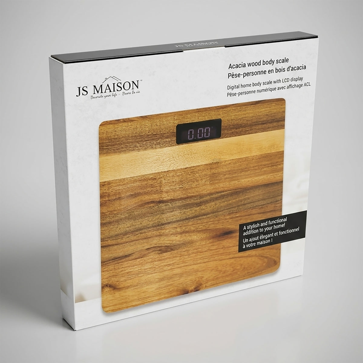 Acacia Wood Digital Bathroom Scale packaging
