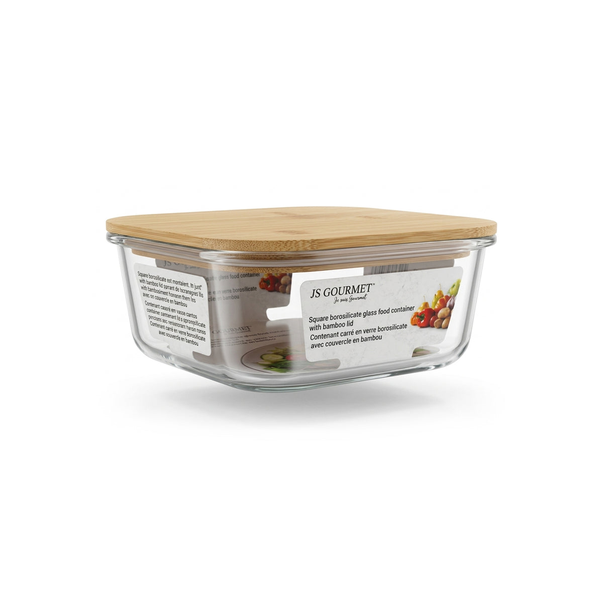 520 ml Square Borosilicate Glass Food Container with Bamboo Lid packaging