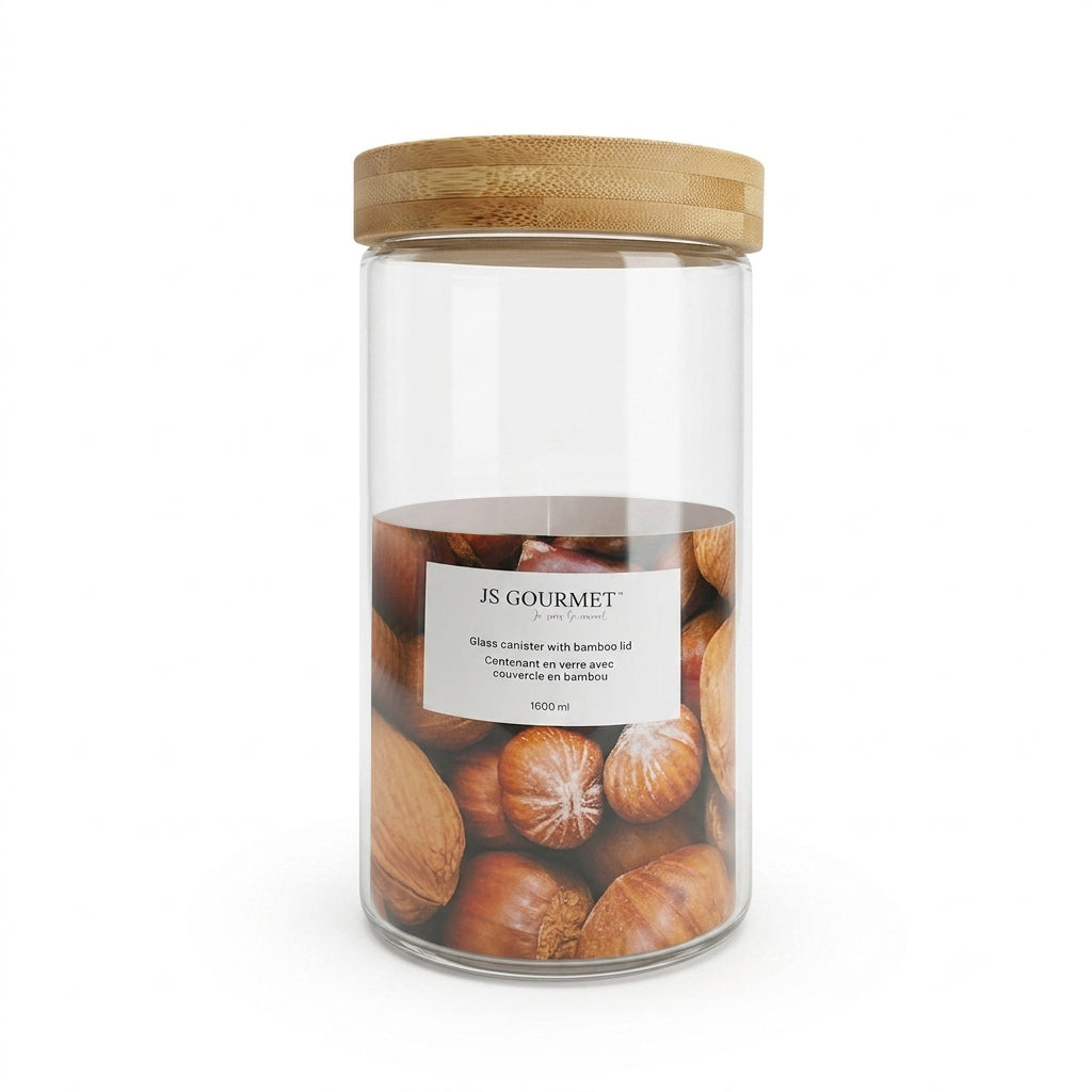 1.7 L Glass Canister with Bamboo Twist-Lock Lid packaging