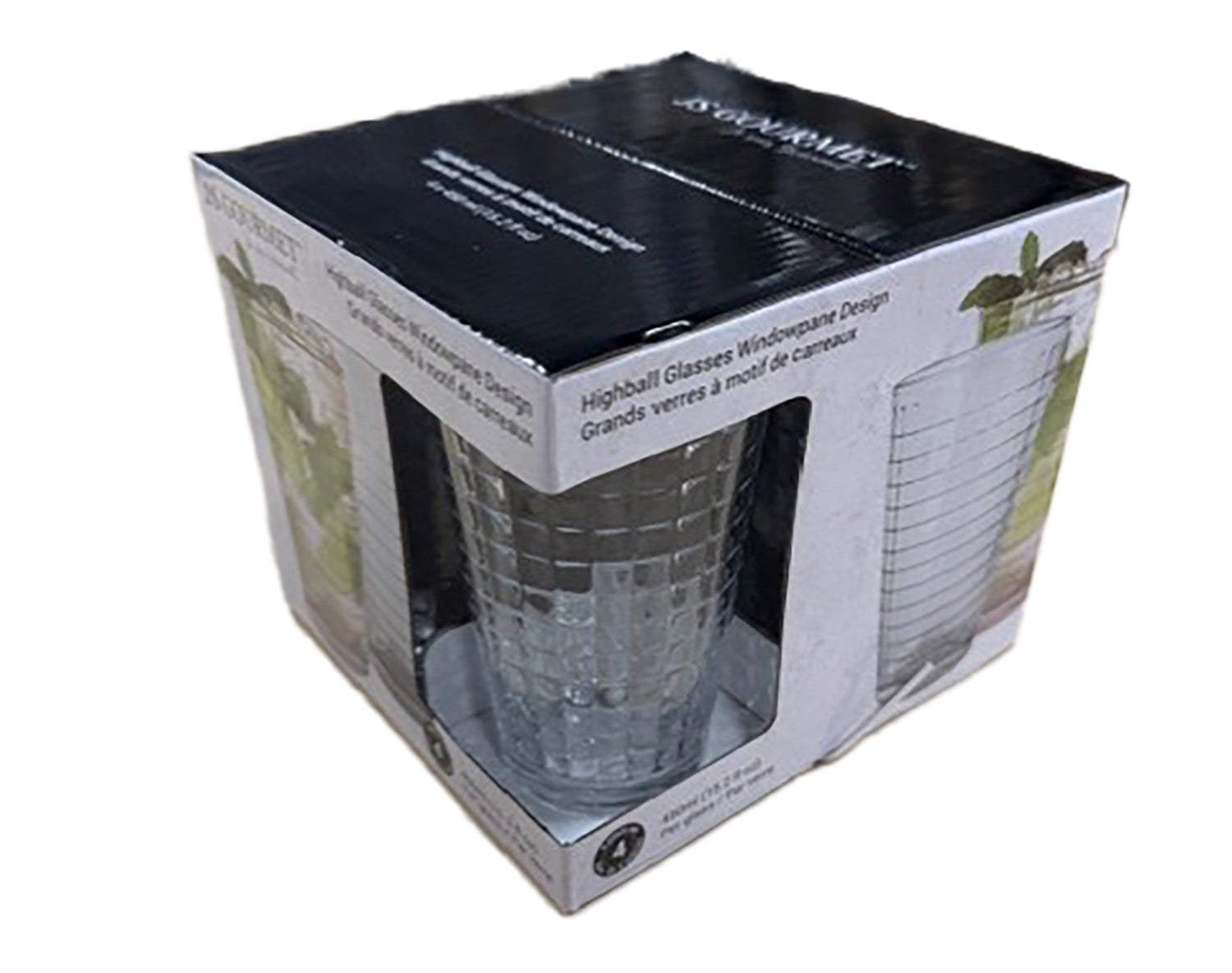 Highball glasses 450ml 4pk - Windowpane design