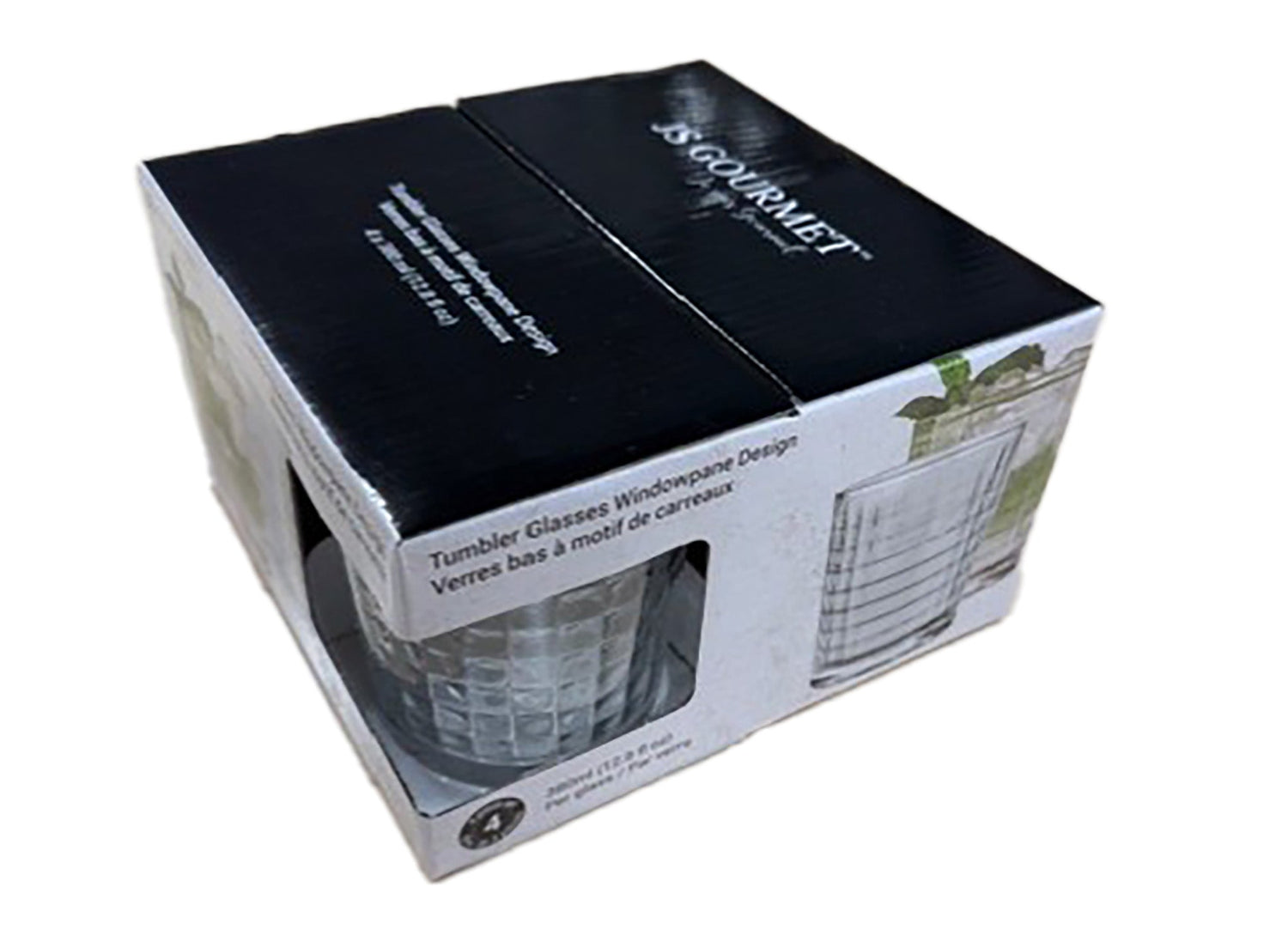 Tumbler glasses 380ml 4pk - Windowpane design