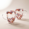 Mug en verre à double paroi avec fleurs séchées flottantes, lot de 2 (350 ml)