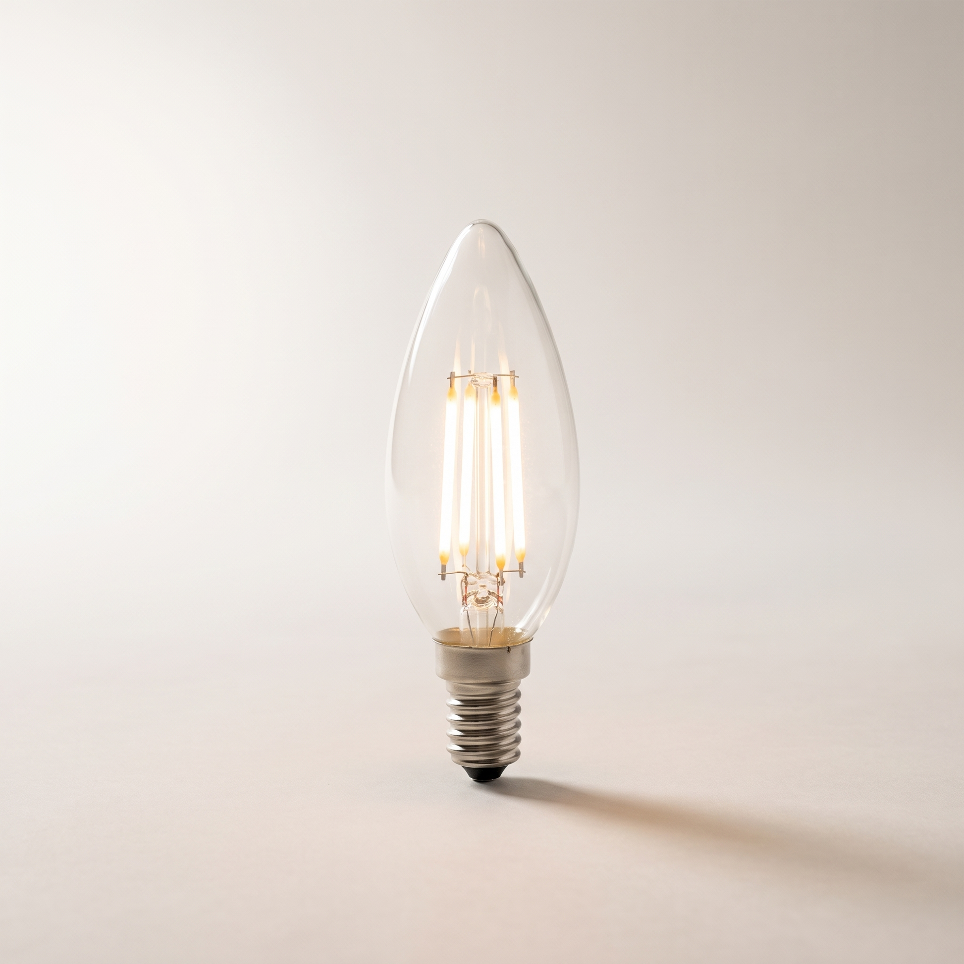 Xtricity LED Filament Type C Candle — 3.5W / 120V / E12 / 300 Lumens / 3000K Soft White, Clear, Dimmable (4-Pack)