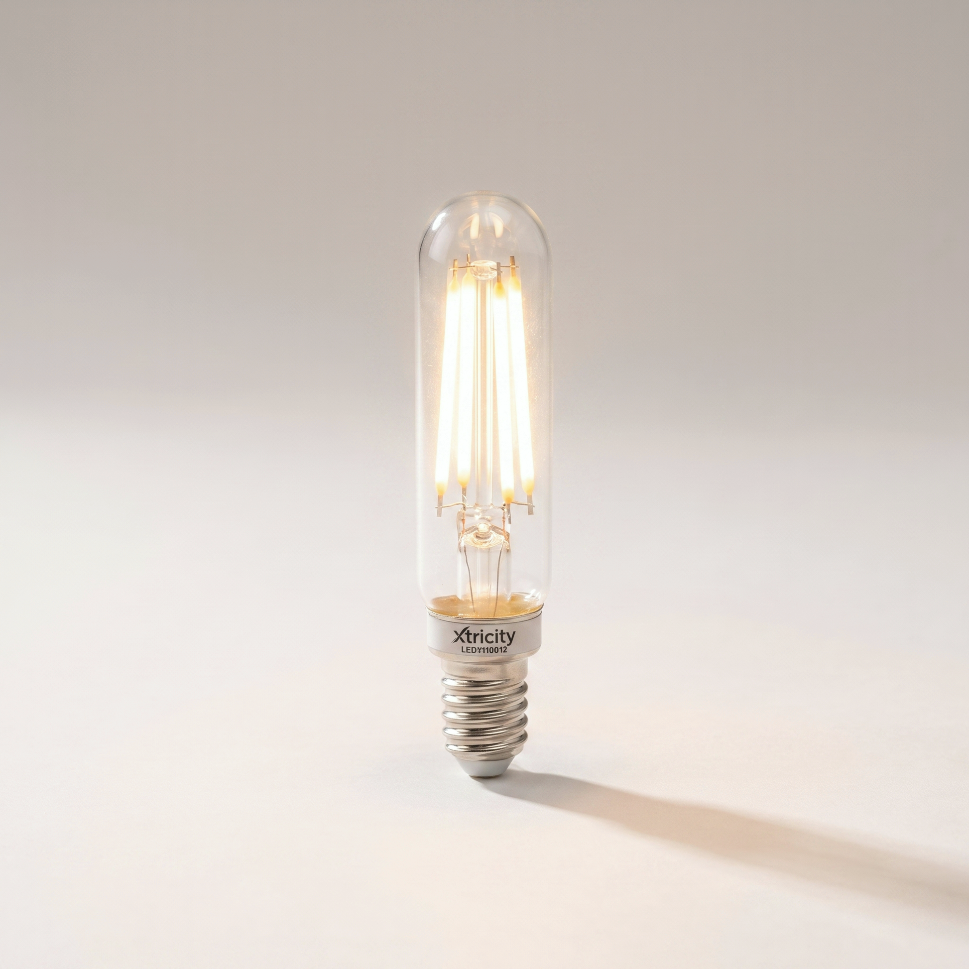 Xtricity LED Type-T6 Tubular Bulb — 2W (25W eq.), E12 Candelabra Base, 200 Lumens, 3000K Soft White, Dimmable