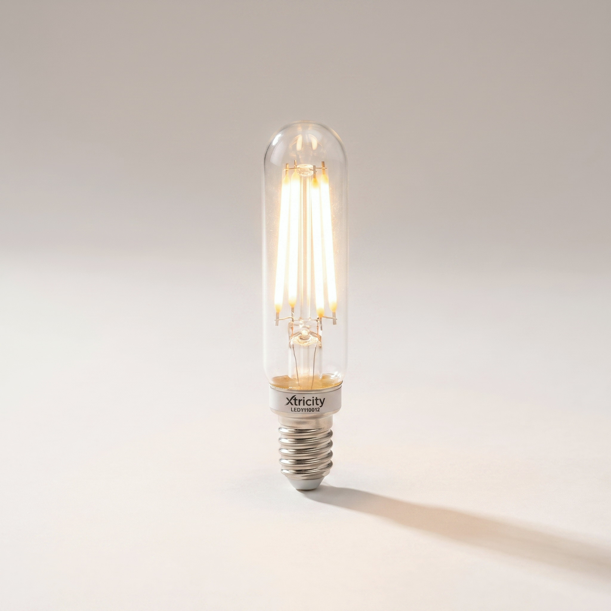 Xtricity LED Type-T6 Tubular Bulb — 2W (25W eq.), E12 Candelabra Base, 200 Lumens, 3000K Soft White, Dimmable
