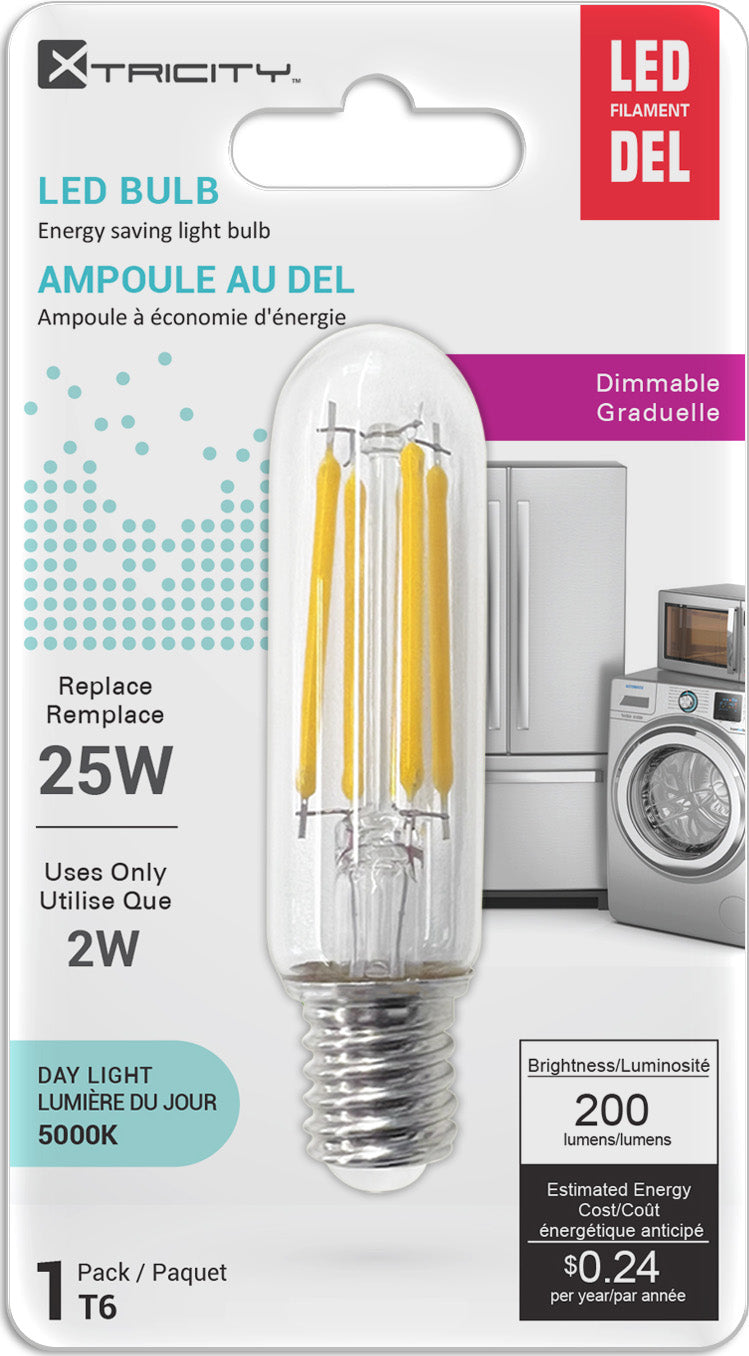 LED Type T6/2W/120V/E17/300L/5000k dim. 1cd