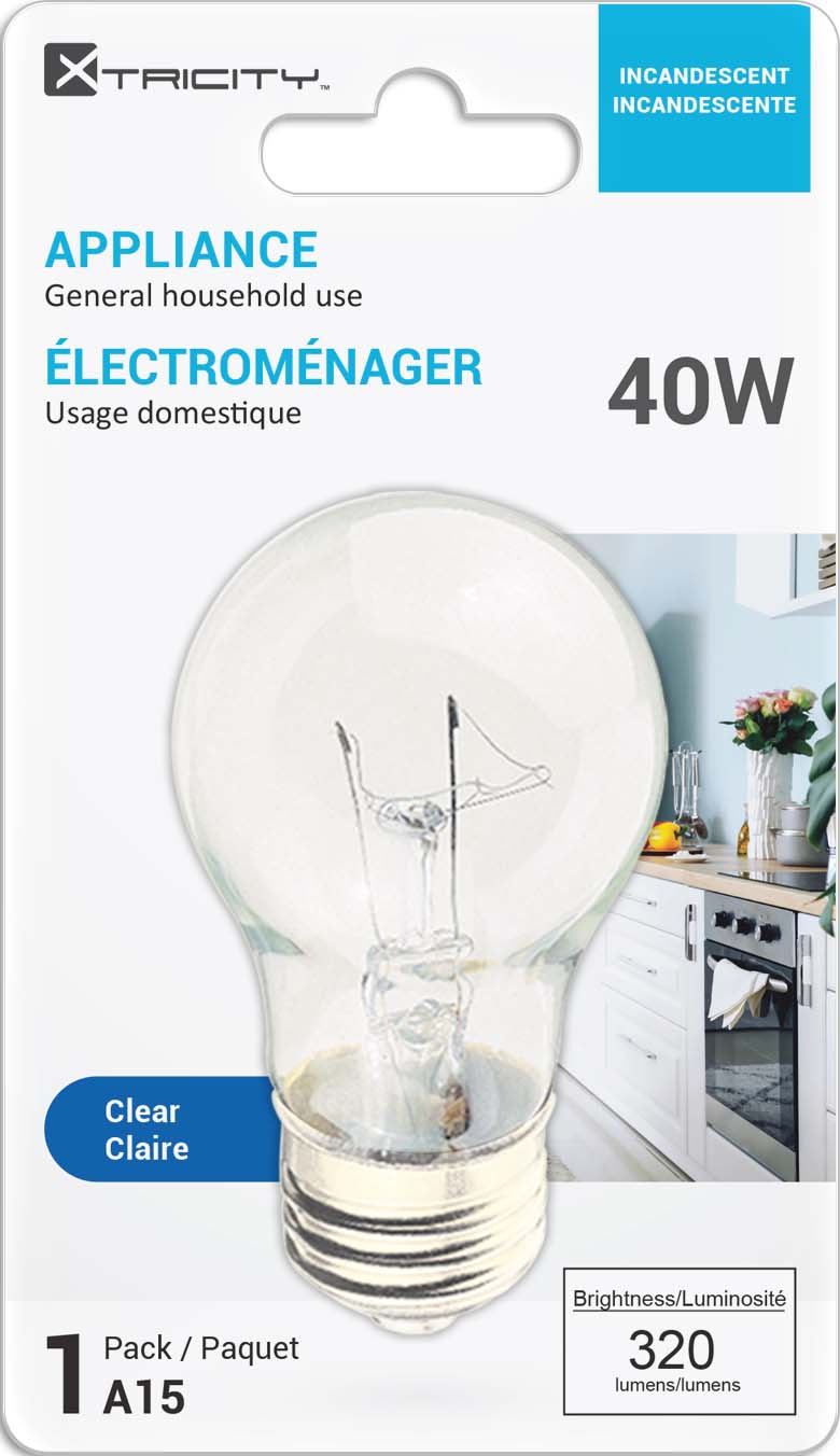 Appliance clear A15/40W/130V/medium base 1cd