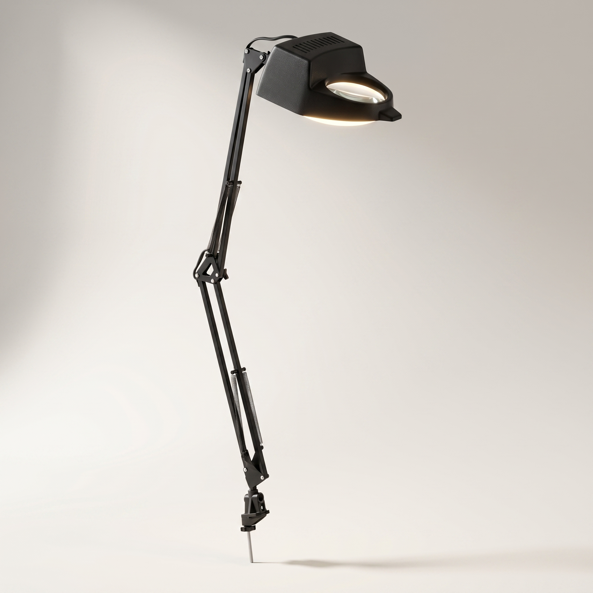 Magnifier Desk Lamp Swing-Arm Clip 3x Black