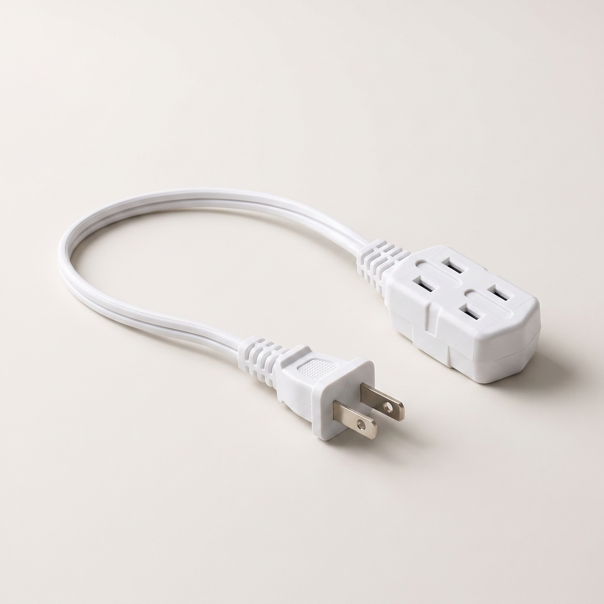 Indoor Light-Duty Extension Cord 2m (6.6 ft) White — 16/2 SPT-2, 3-Outlet