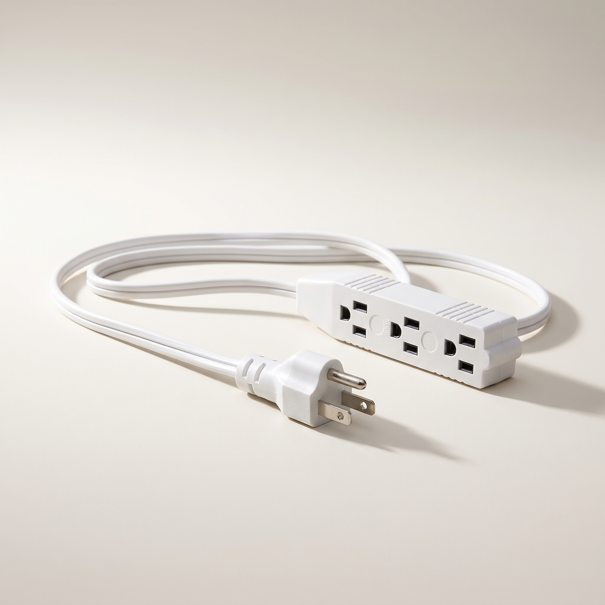 Indoor Medium-Duty Grounded Extension Cord 2m (6.6 ft) White — 16/3 SPT-2, 3-Outlet