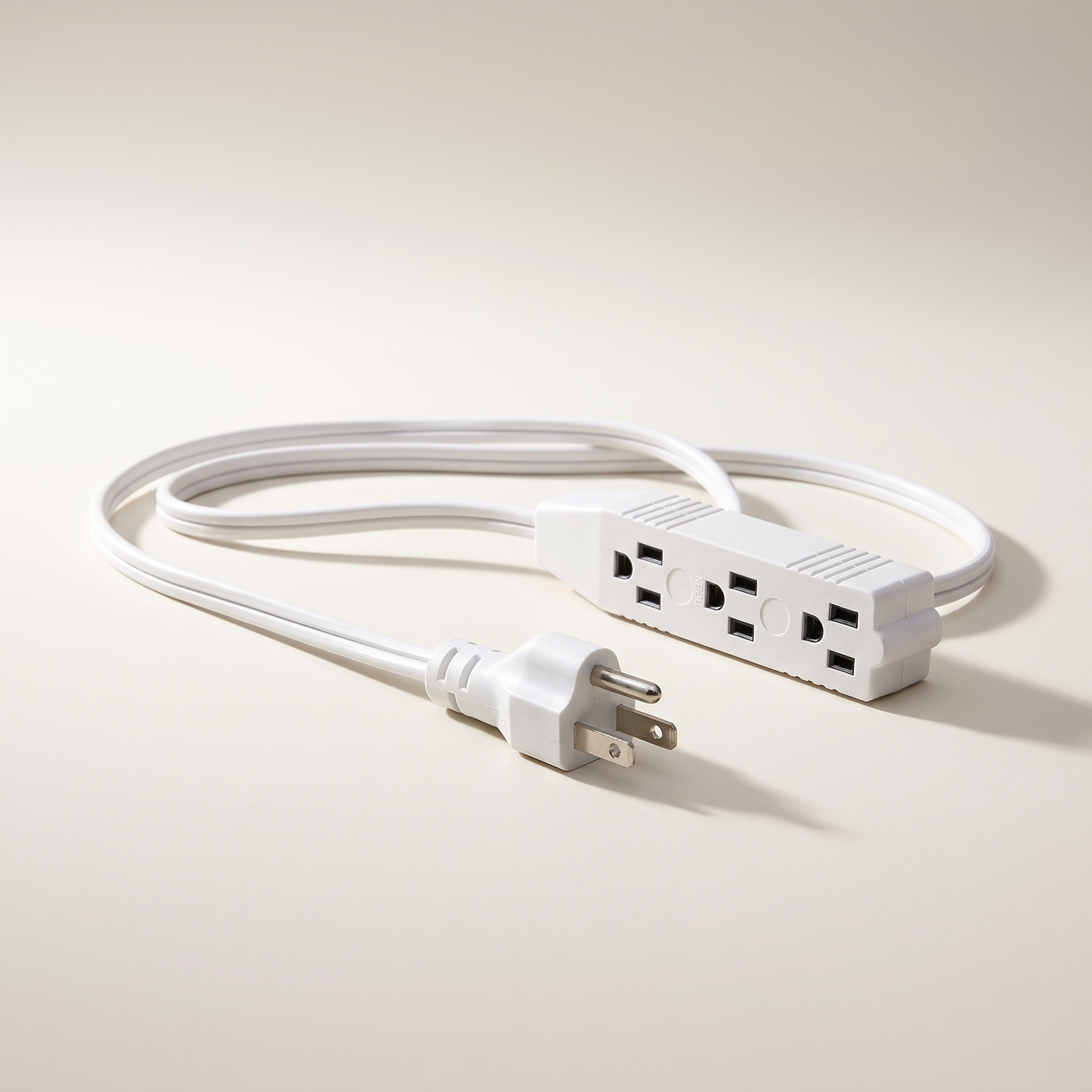 Indoor Medium-Duty Grounded Extension Cord 2m (6.6 ft) White — 16/3 SPT-2, 3-Outlet