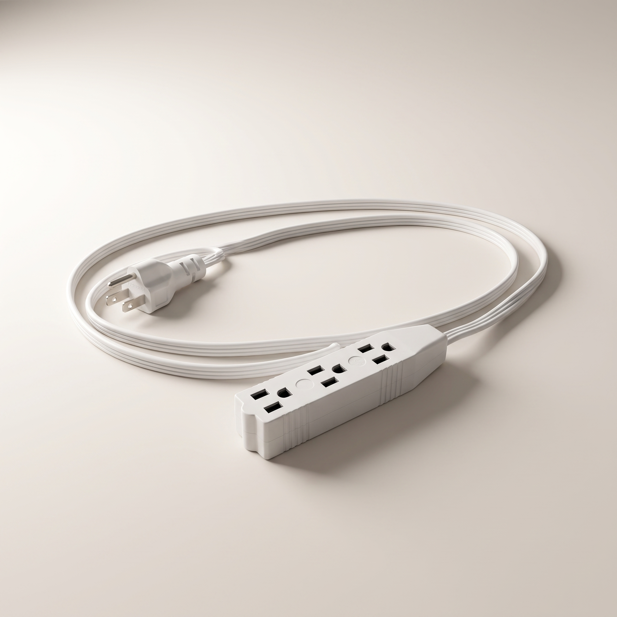 Indoor Medium-Duty Grounded Extension Cord 4.5m (14.7 ft) White — 16/3 SPT-2, 3-Outlet