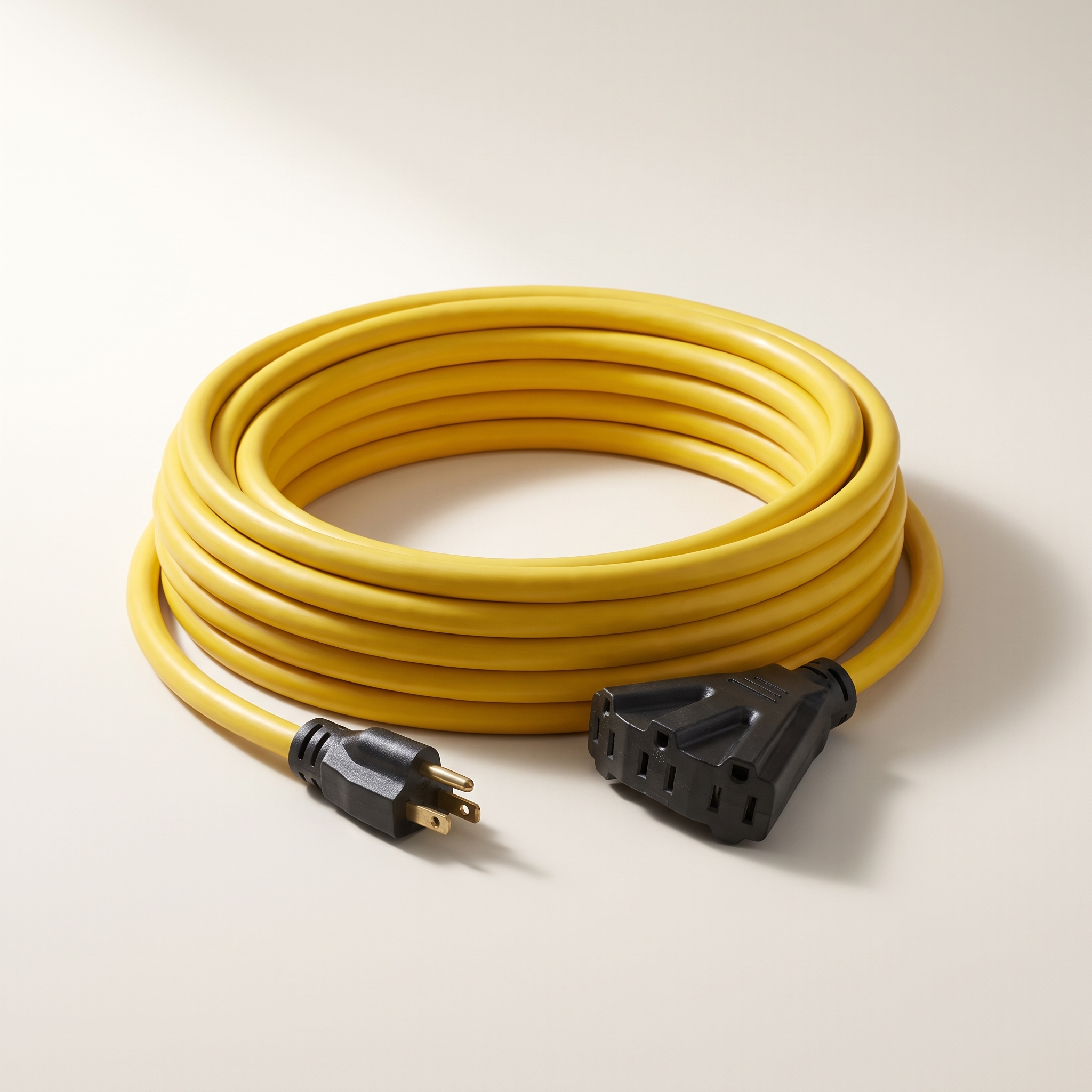 Outdoor Contractor Extension Cord 15m (49.2 ft) Yellow — 16/3 SJTW, 13A, 3-Outlet Fantail