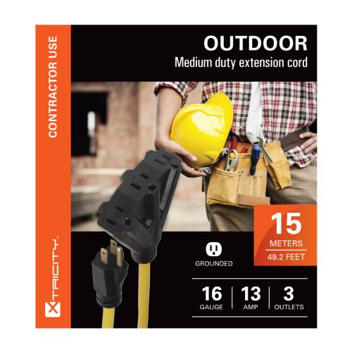Ext.Yellow 16/3 15m STJW 3-outlets Fantail