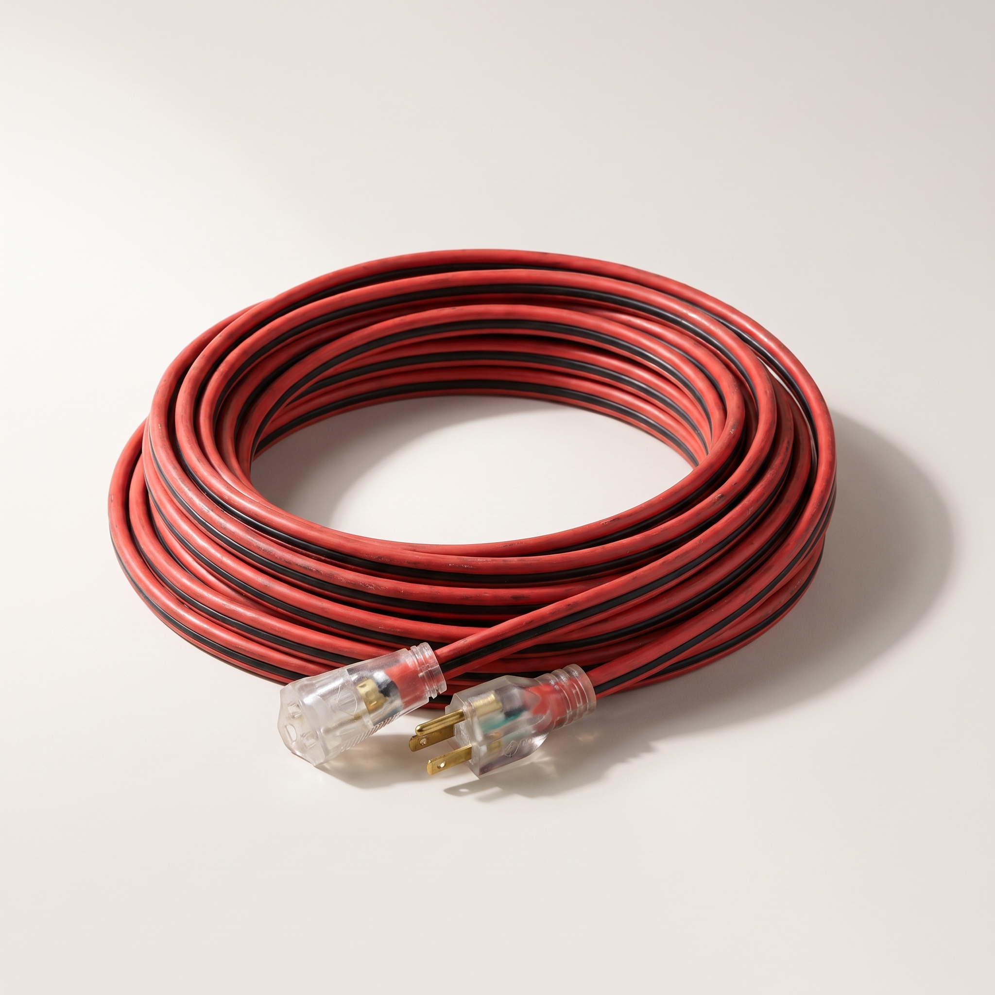 Outdoor Heavy-Duty Contractor Extension Cord 15m (49.2 ft) Red/Black — 12/3 SJTW, 15A, 1 Lighted Outlet