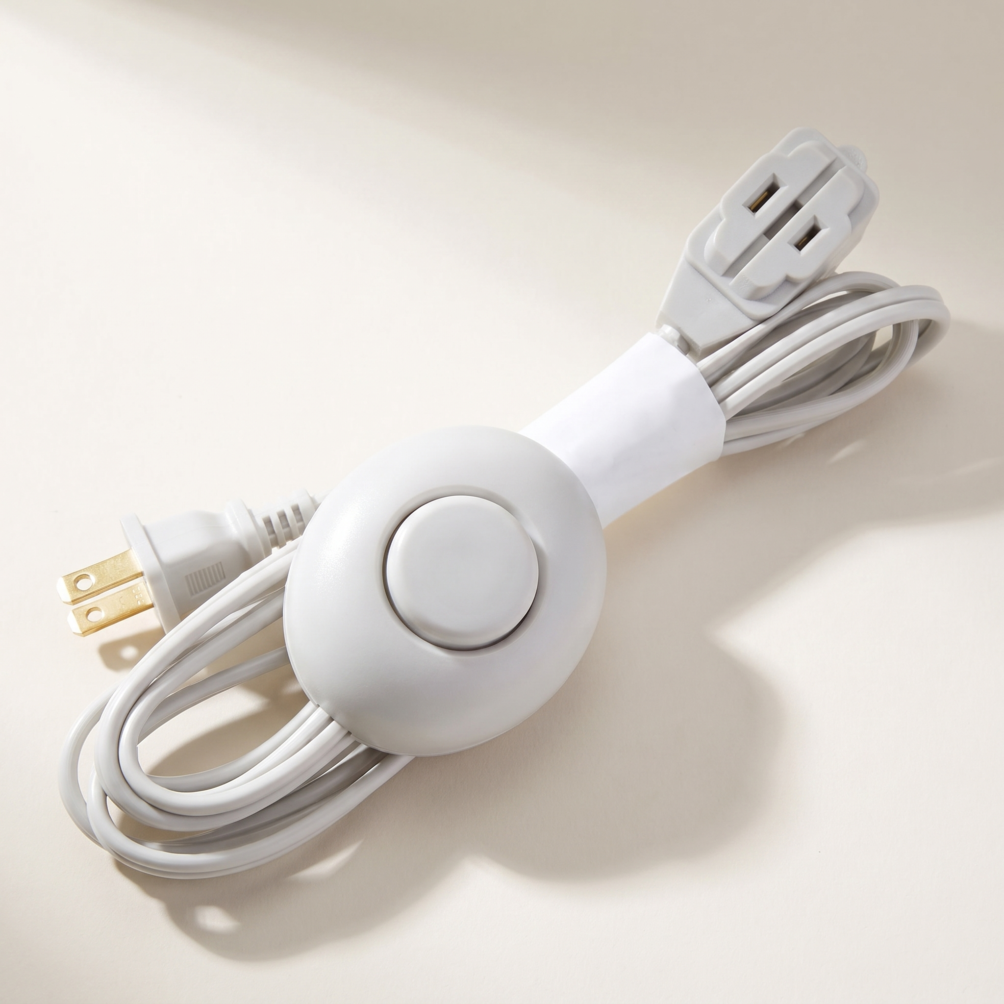 Indoor Light-Duty Extension Cord with Foot Switch, 3 Outlets - White