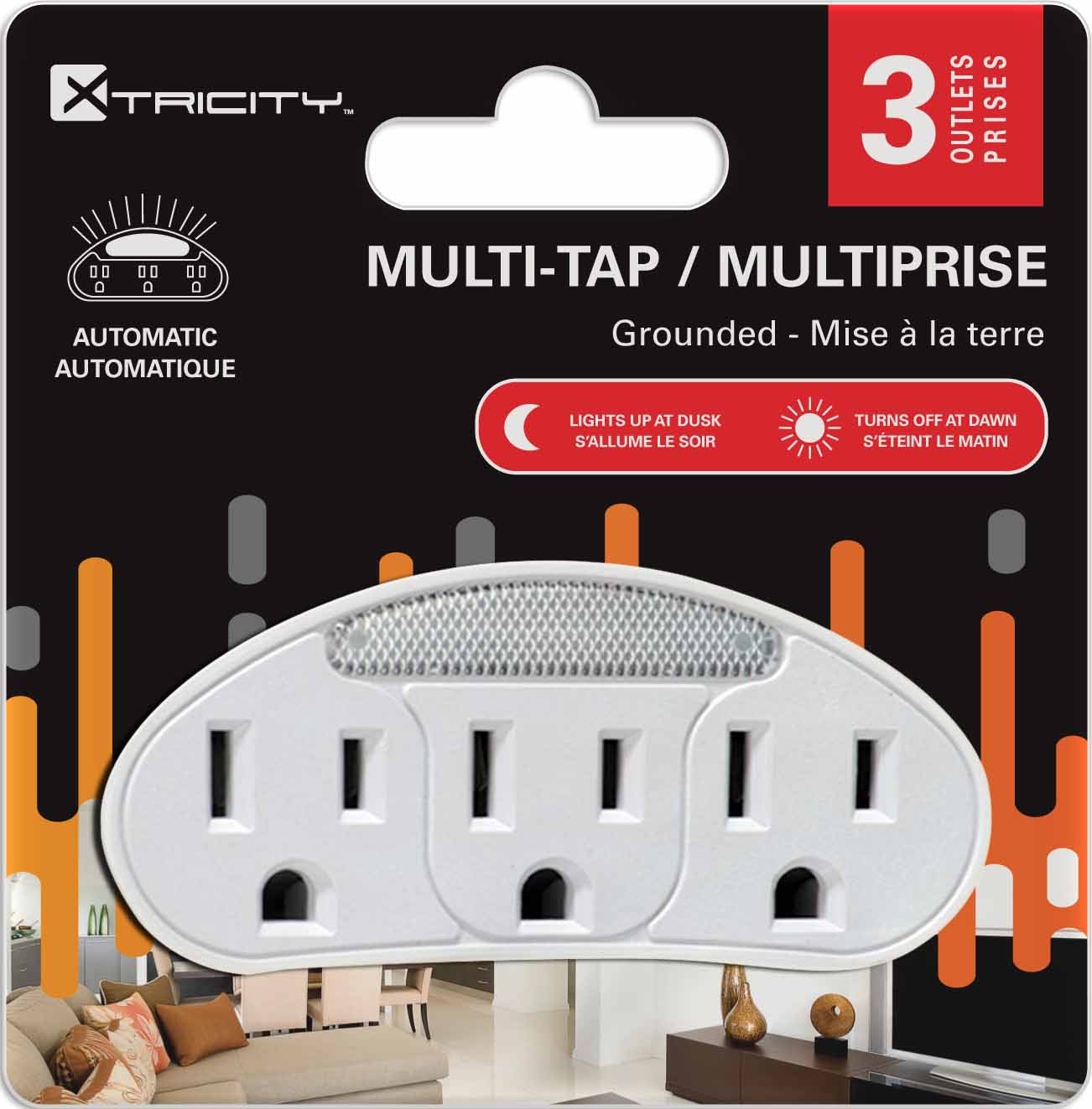Multiplus 3-outlets with night liight 1cd