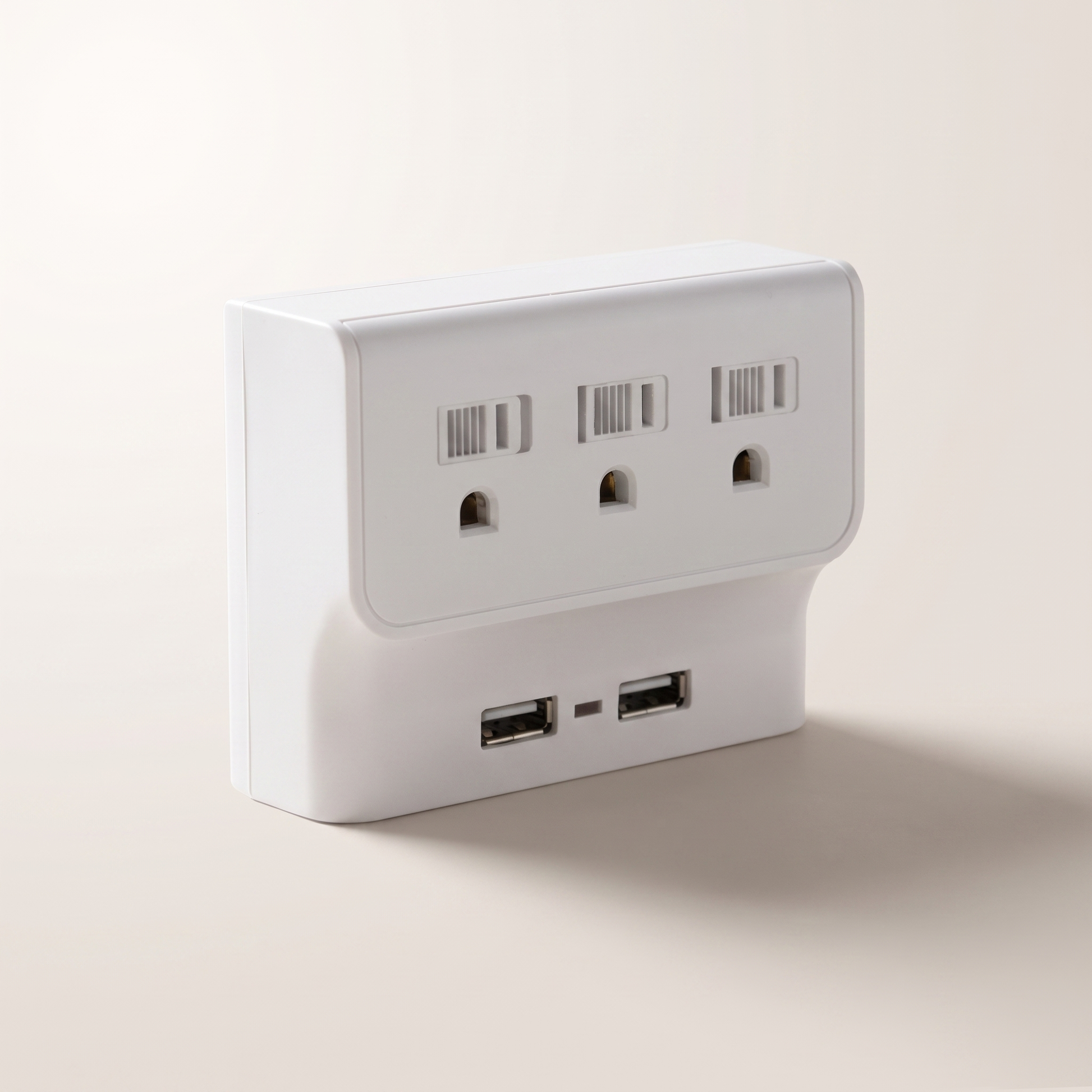 Multi-Tap USB Wall Charger — 3 Outlets + 2 USB Ports