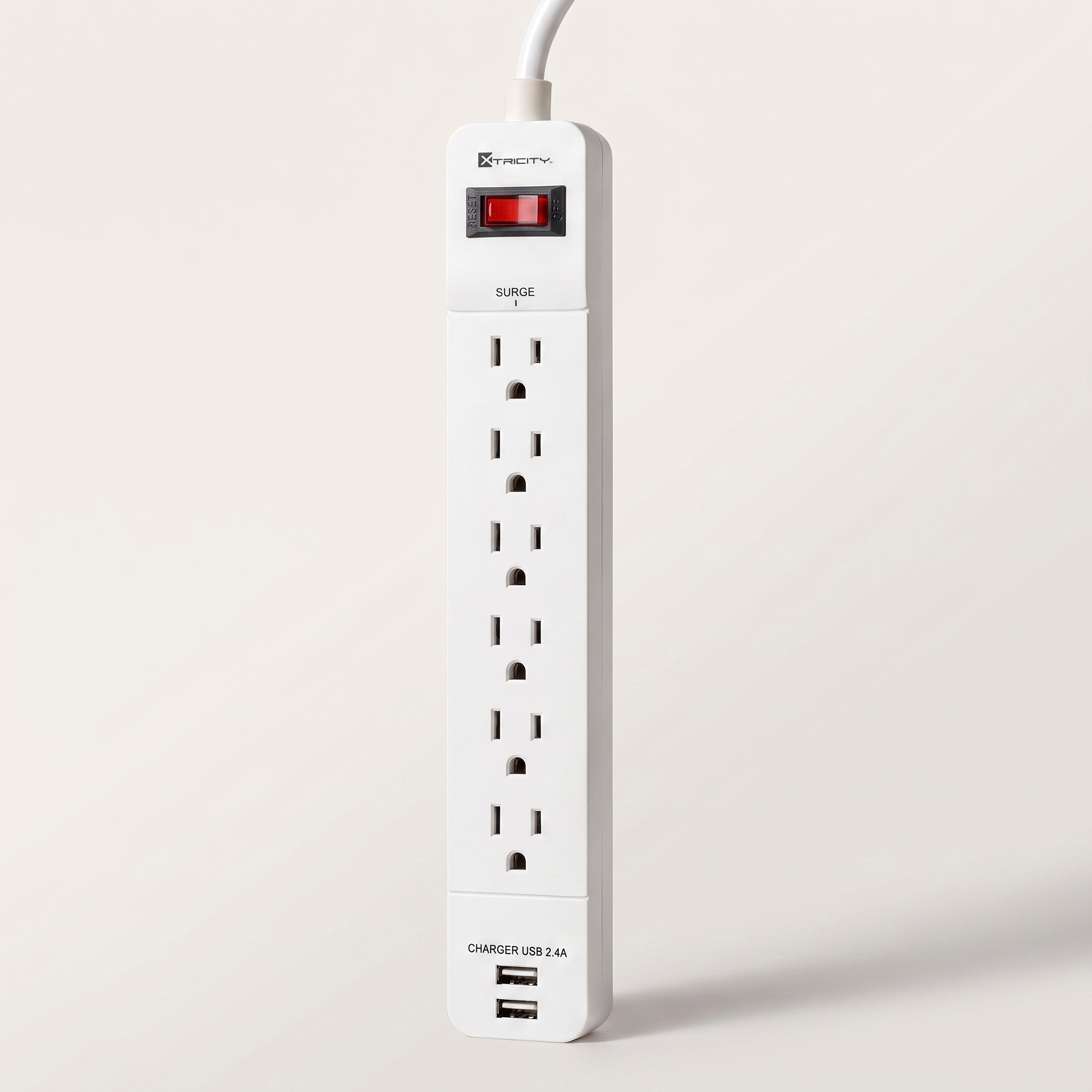 6-Outlet Surge Protector Power Strip with 2 USB — 1050 Joules, 4 ft Cord