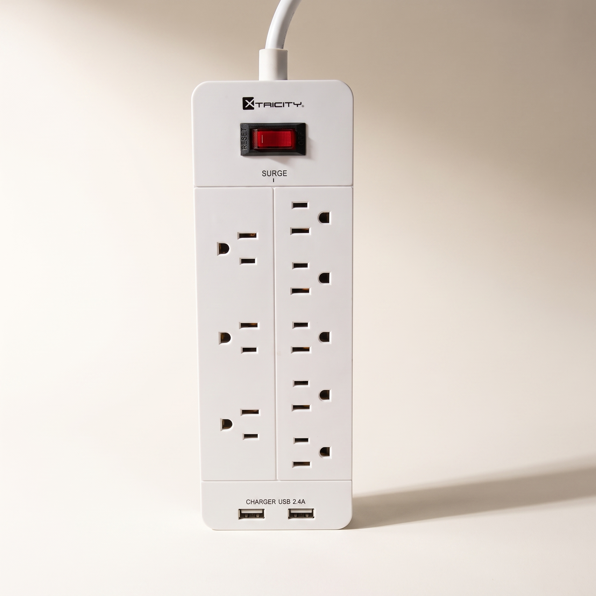 8-Outlet Surge Protector Power Strip with 2 USB — 1050 Joules, 6 ft Cord
