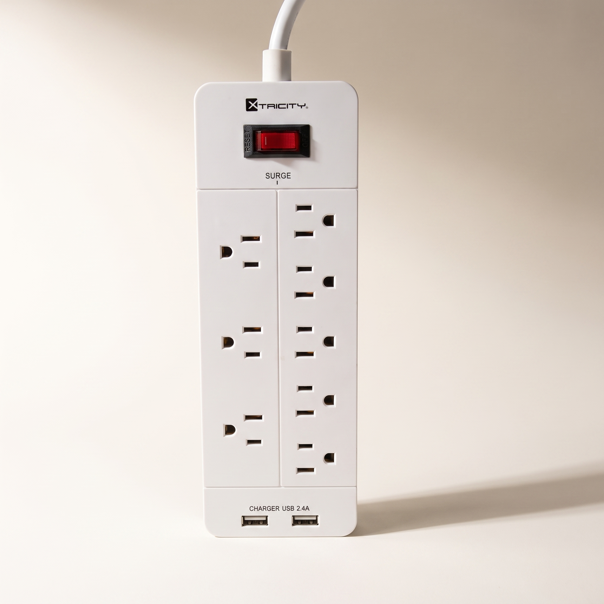 8-Outlet Surge Protector Power Strip with 2 USB — 1050 Joules, 6 ft Cord