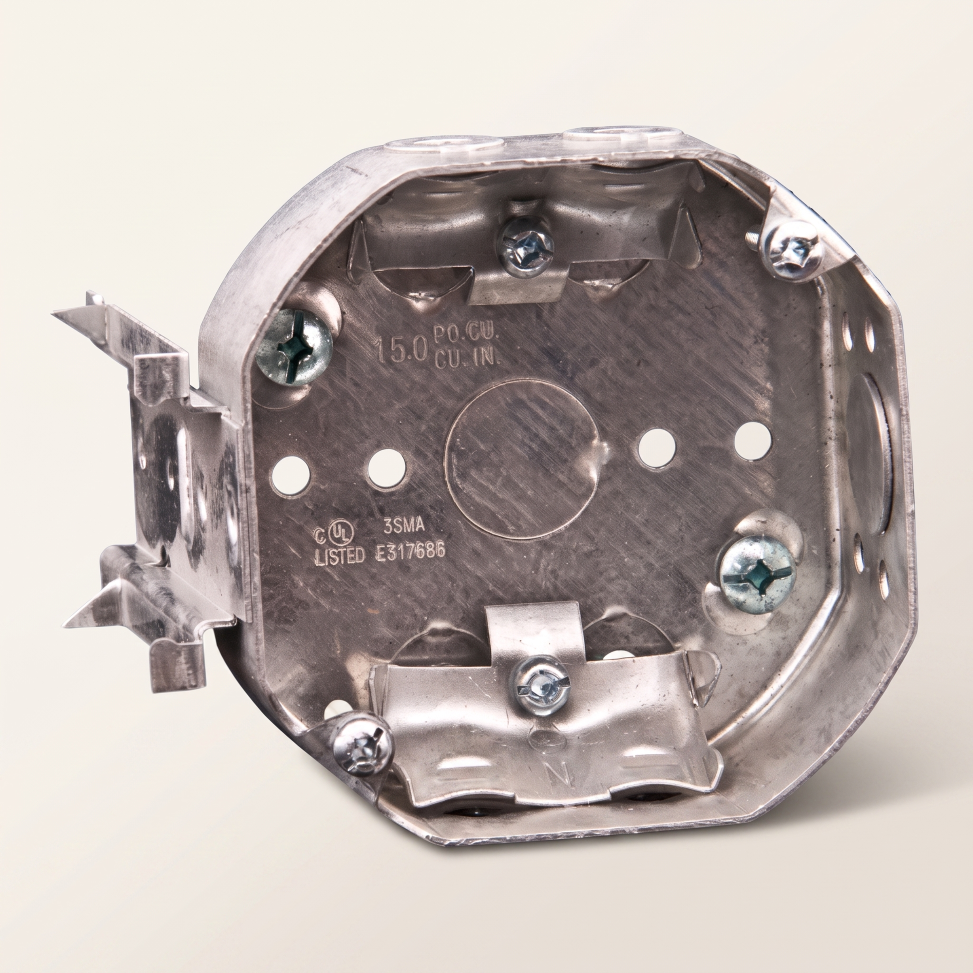 Octagonal Metal Box with Bracket — 4 in., 15 cu. in.