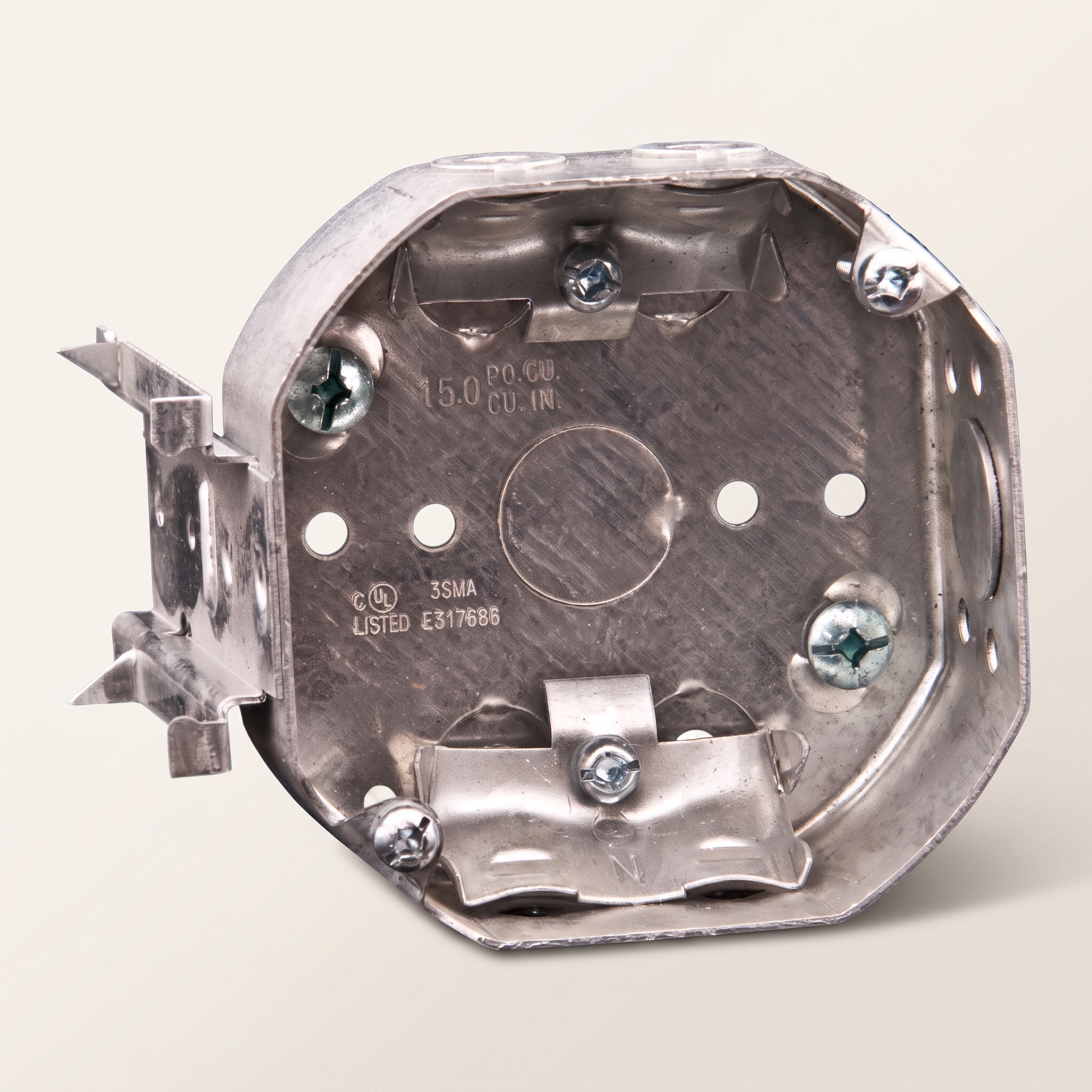 Octagonal Metal Box with Bracket — 4 in., 15 cu. in.