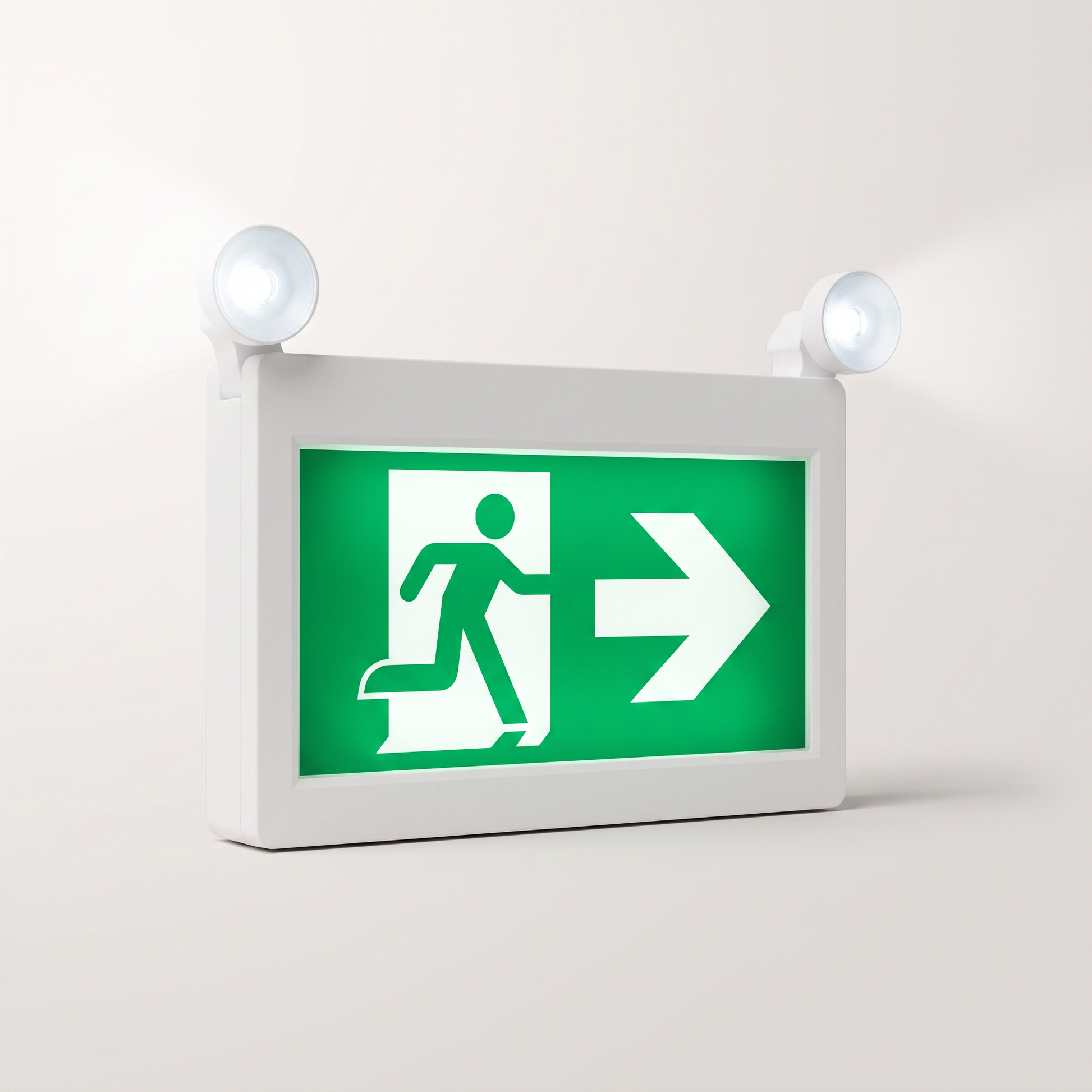 Xtricity LED Exit & Emergency Light — Dual Head, 3 Pictograms, 6500K
