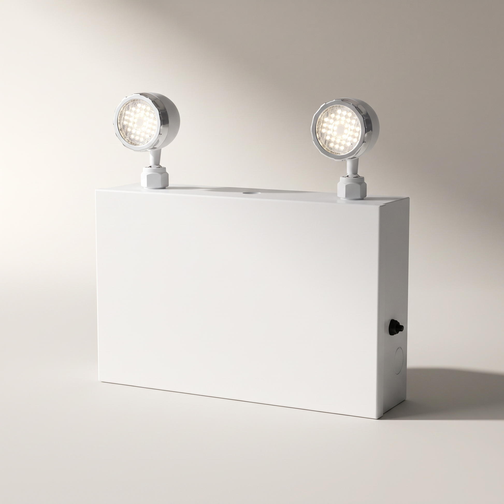 LED Emergency Light with Steel-Case Battery Unit — 2 Heads (12V)