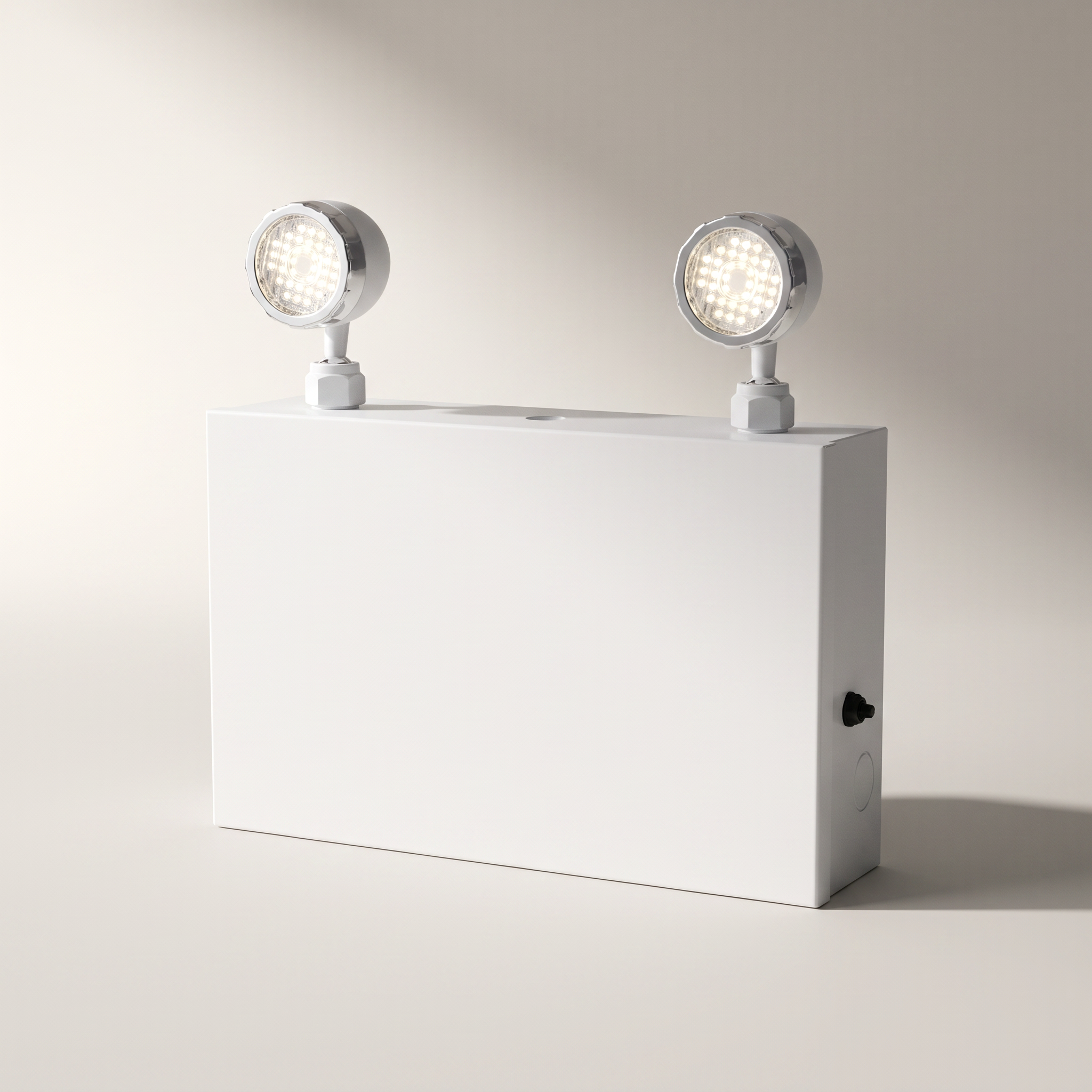 LED Emergency Light with Steel-Case Battery Unit — 2 Heads (12V)
