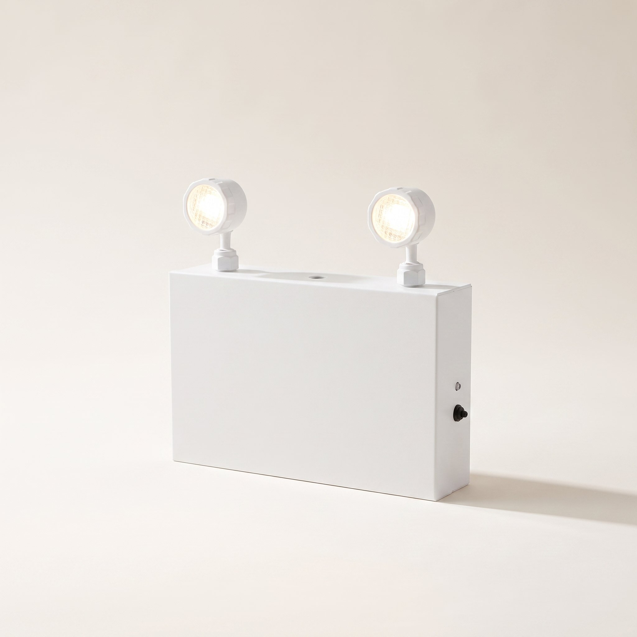 LED Emergency Light with Steel-Case Battery Unit — 2 Heads (Dual 12Ah)