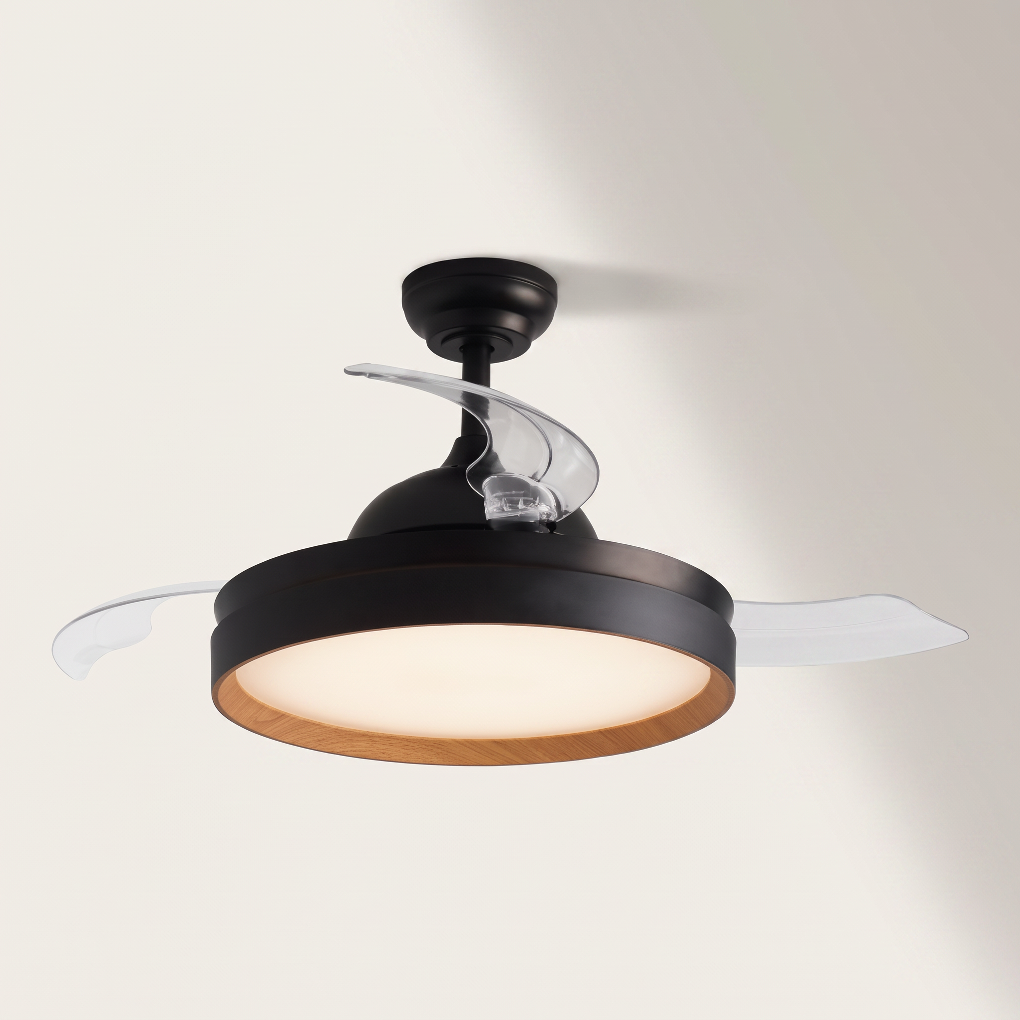 42" LED Ceiling Fan with Light & Remote — Black