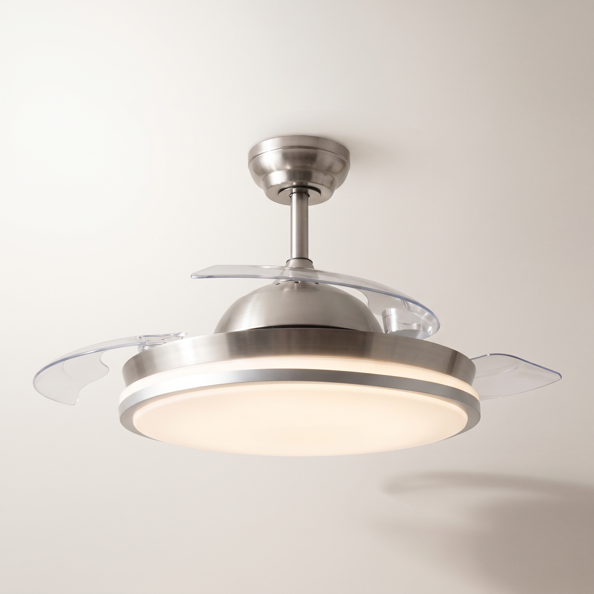 42" LED Ceiling Fan with Light & Remote — Nickel