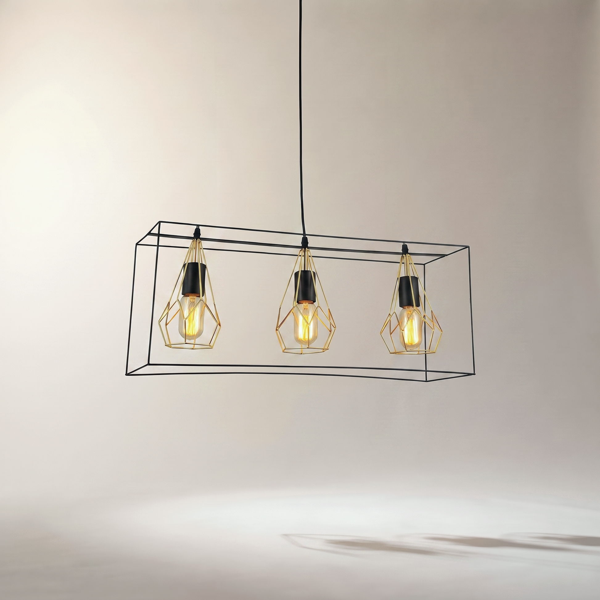Majestic 3-Light Pendant — Black and Gold