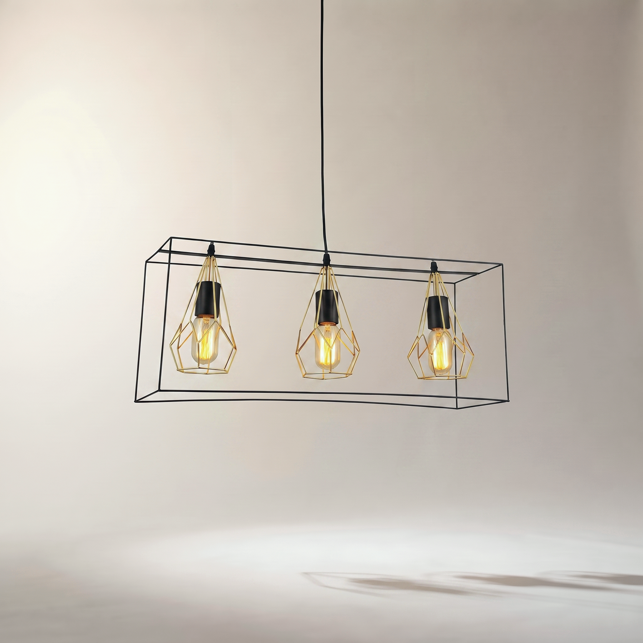 Majestic 3-Light Pendant — Black and Gold