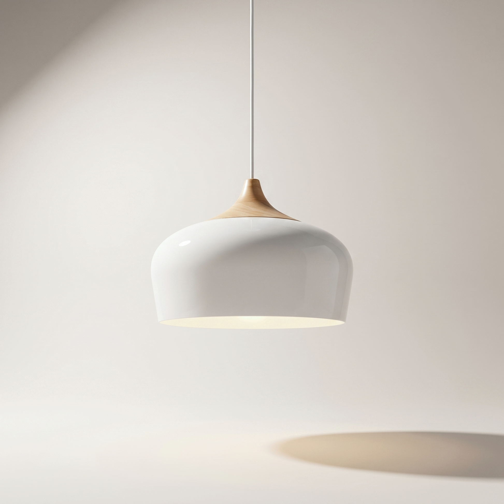 Jessar "Belmont" Pendant Light — White & Wood