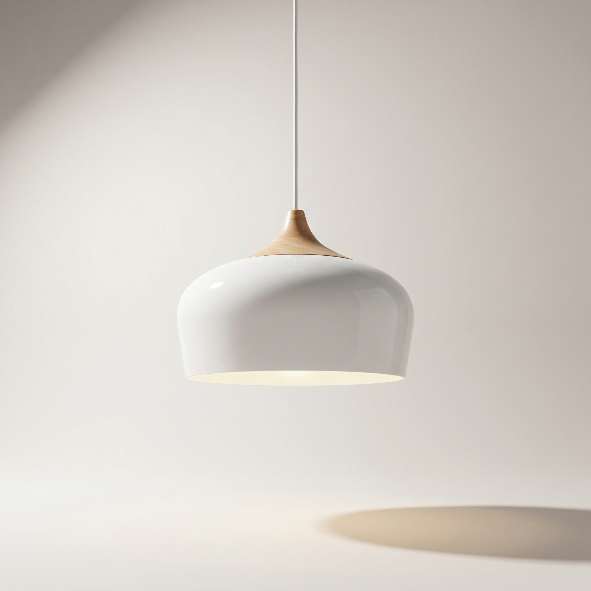 Jessar "Belmont" Pendant Light — White & Wood