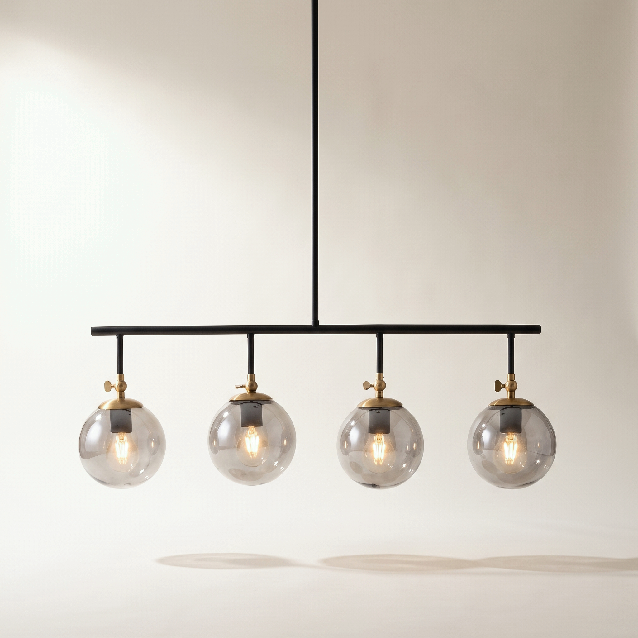 Jessar "Bolton" 4-Light Linear Pendant — Black & Gold, Glass & Metal