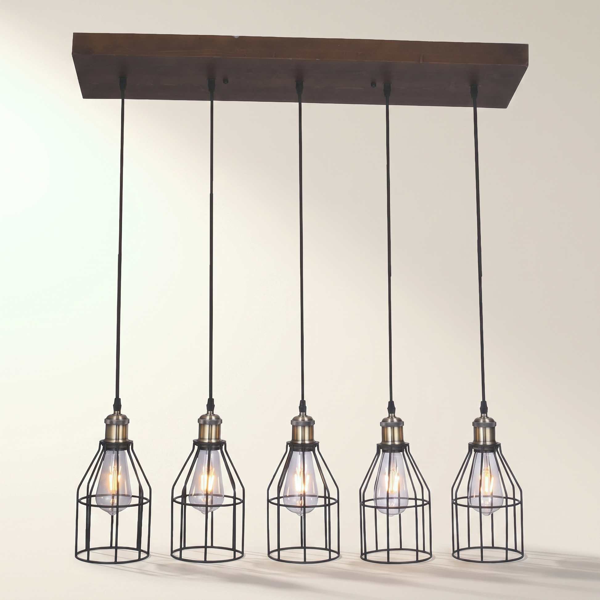 Jessar "New York" 5-Light Linear Pendant — Wood & Iron