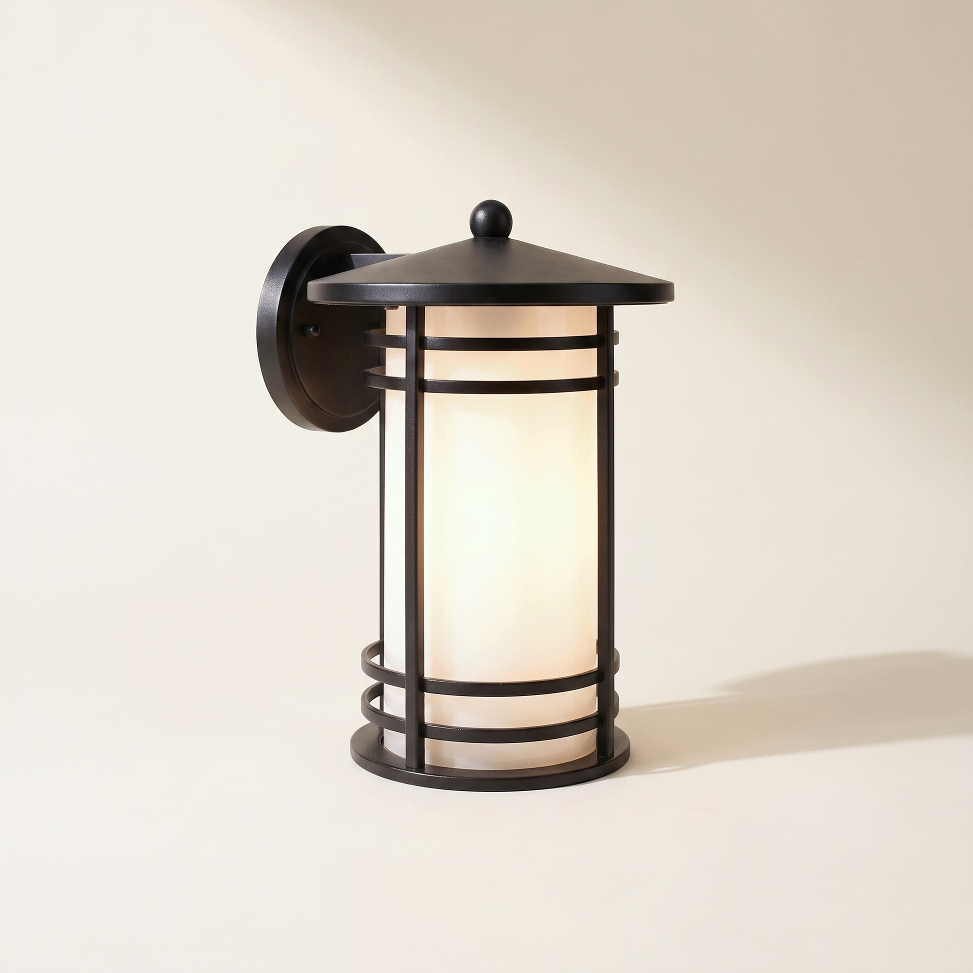 Jessar "August" Outdoor Wall Light — Black Die-Cast Aluminum & Glass