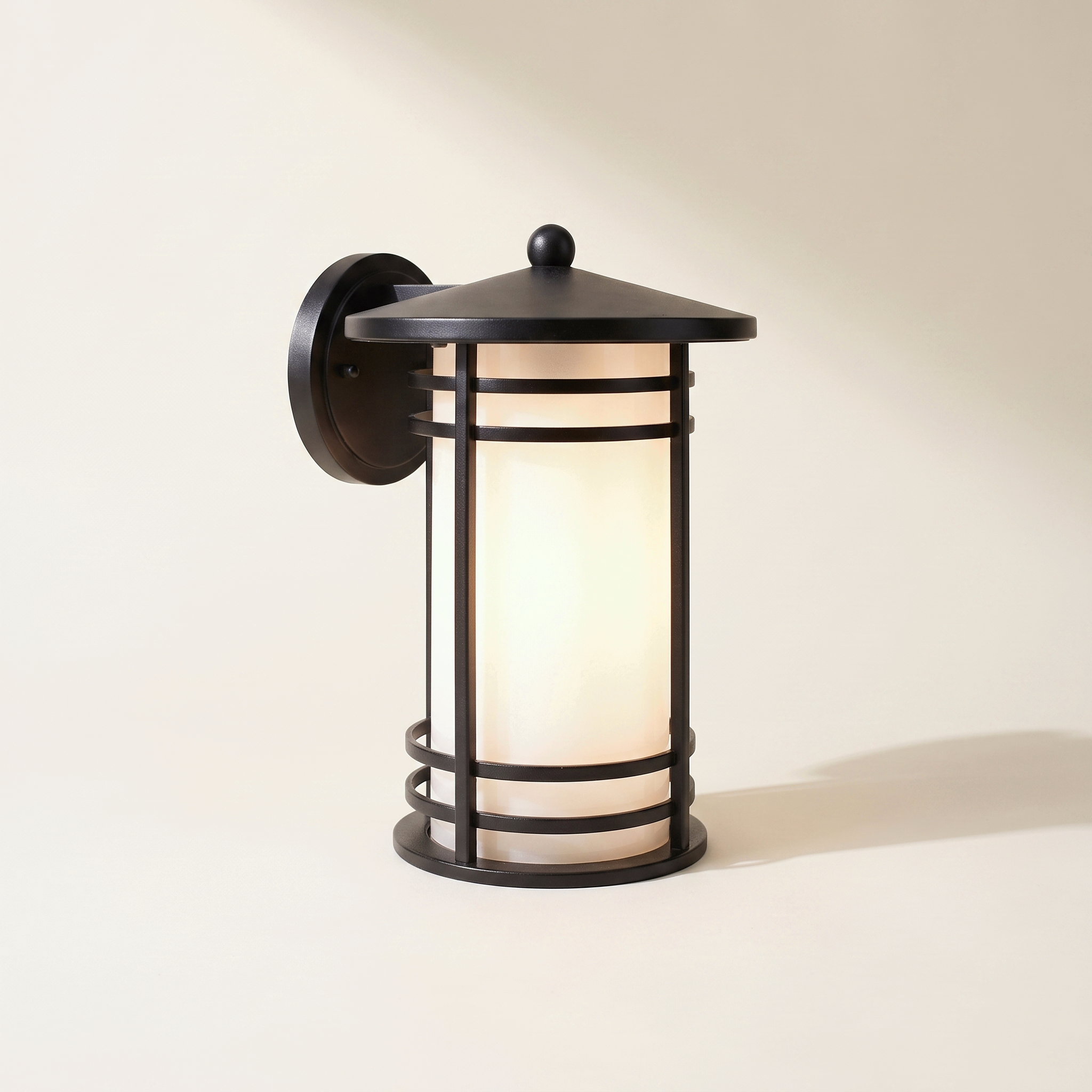 Jessar "August" Outdoor Wall Light — Black Die-Cast Aluminum & Glass