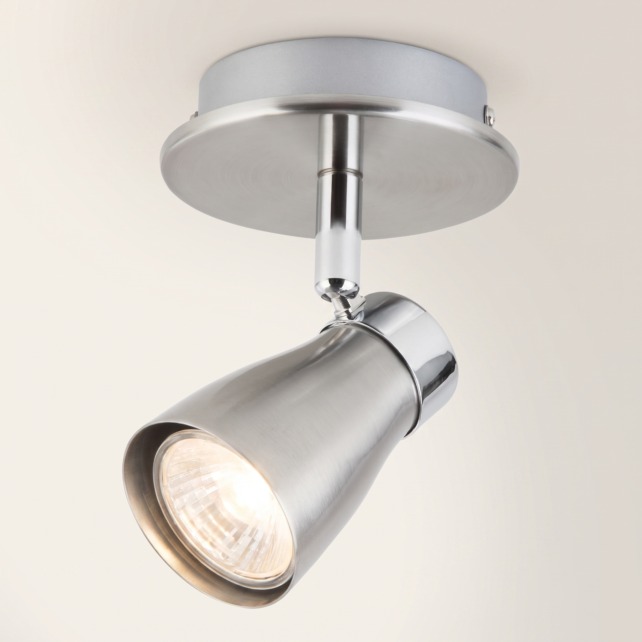 Jessar "Yorkshire" 1-Head Ceiling Swivel Light — Nickel & Chrome
