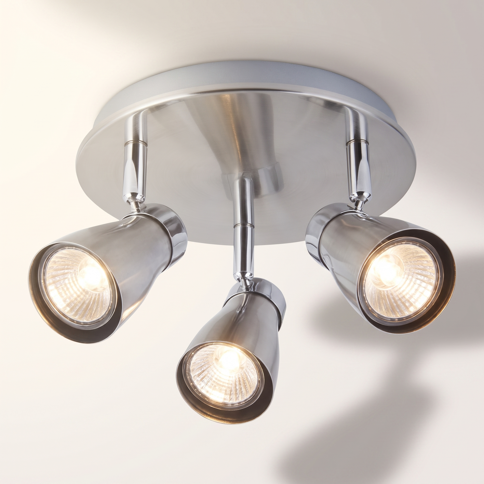 Jessar "Yorkshire" 3-Head Ceiling Swivel Light — Nickel & Chrome
