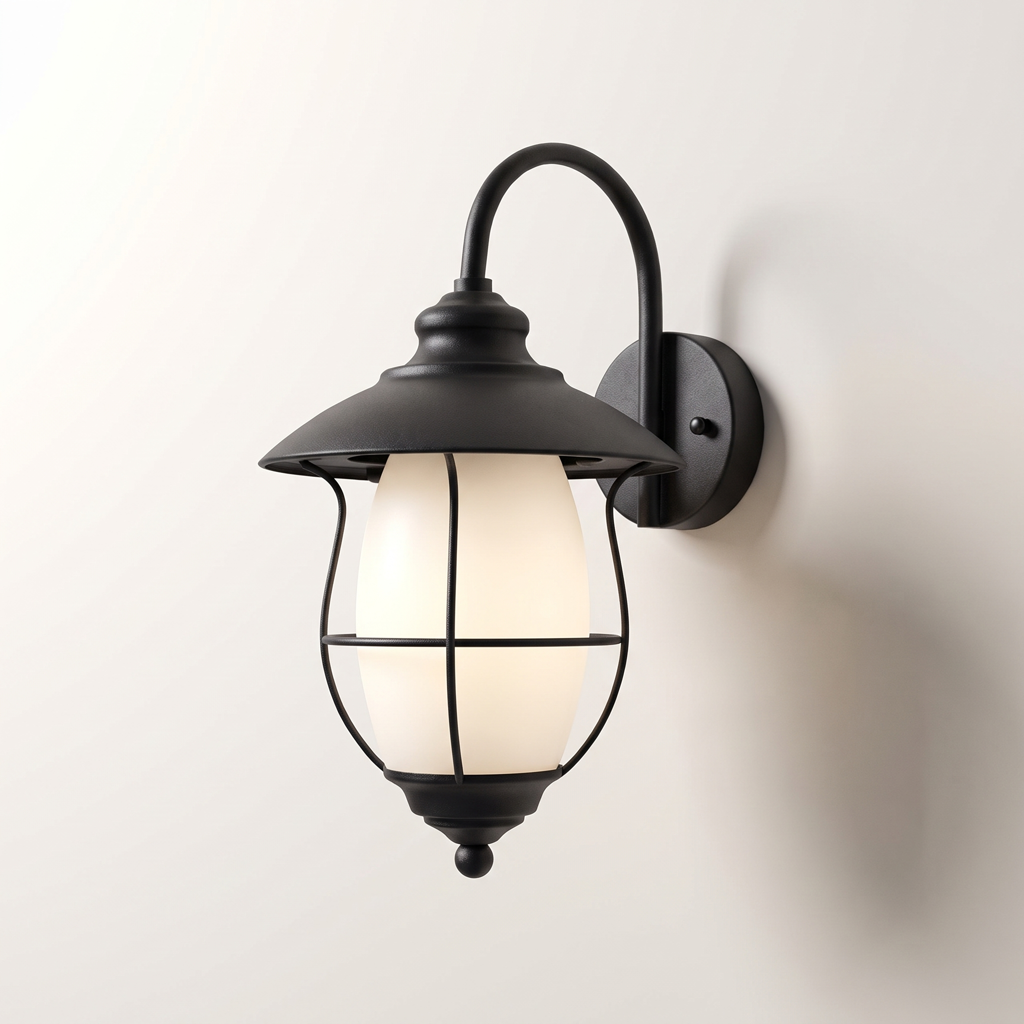 "Belz" Outdoor Wall Mount — Black Iron & Glass