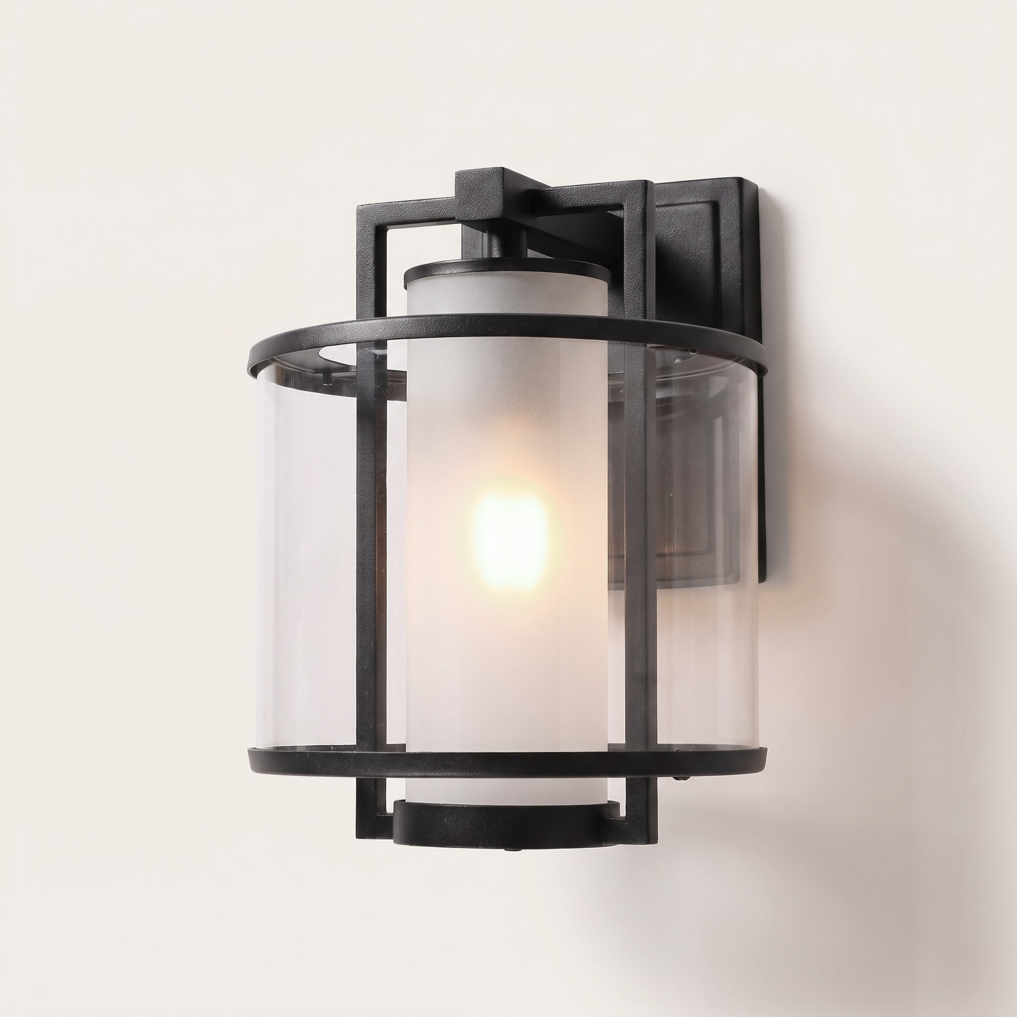 "Camila" Outdoor Wall Mount — Black Iron & Glass