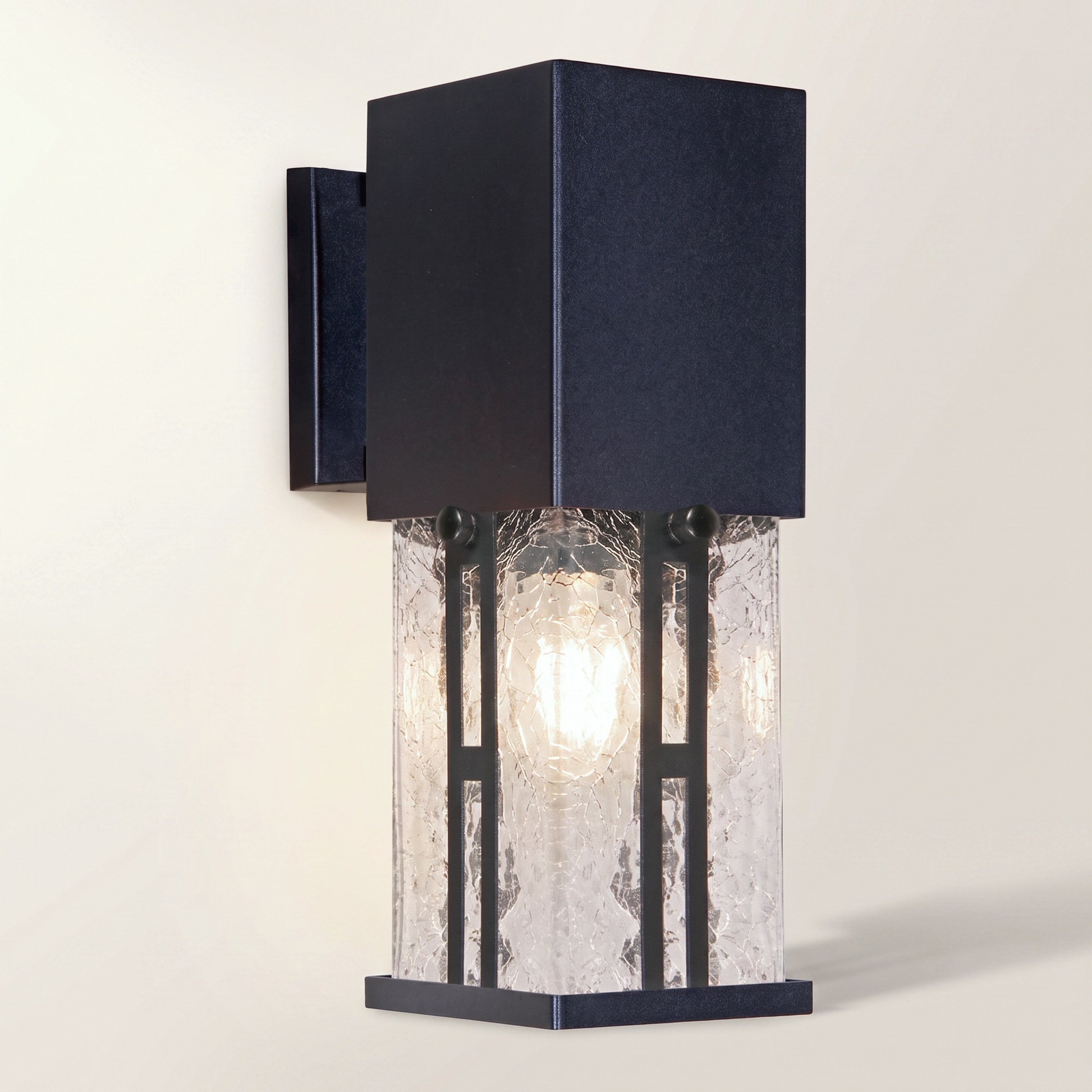 "Cooper" Outdoor Wall Mount — Black Iron & Glass