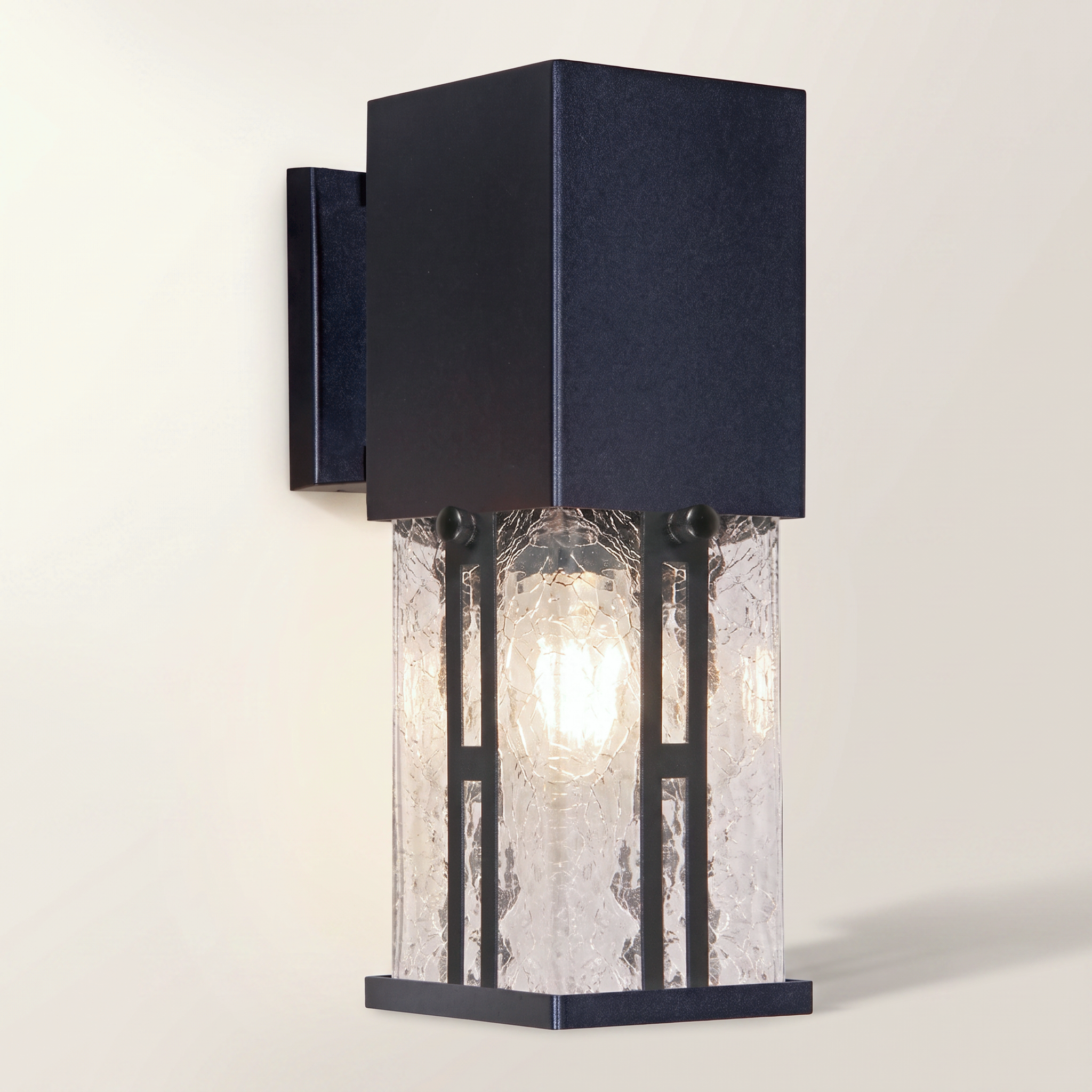 "Cooper" Outdoor Wall Mount — Black Iron & Glass