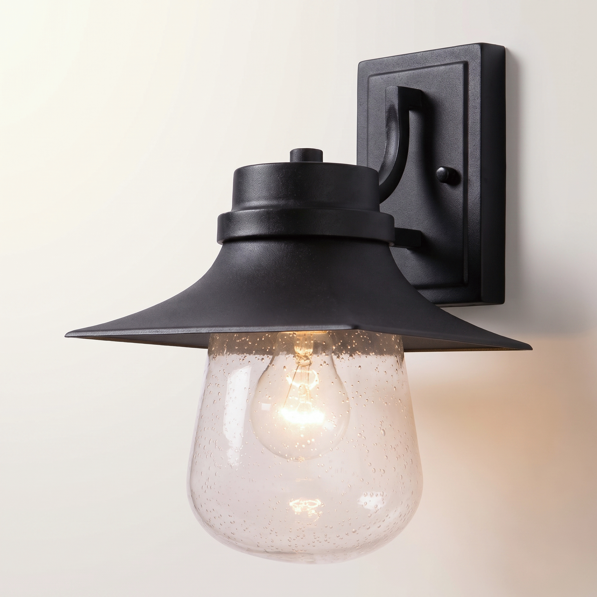 "Duncan" Outdoor Wall Mount — Black Iron & Glass