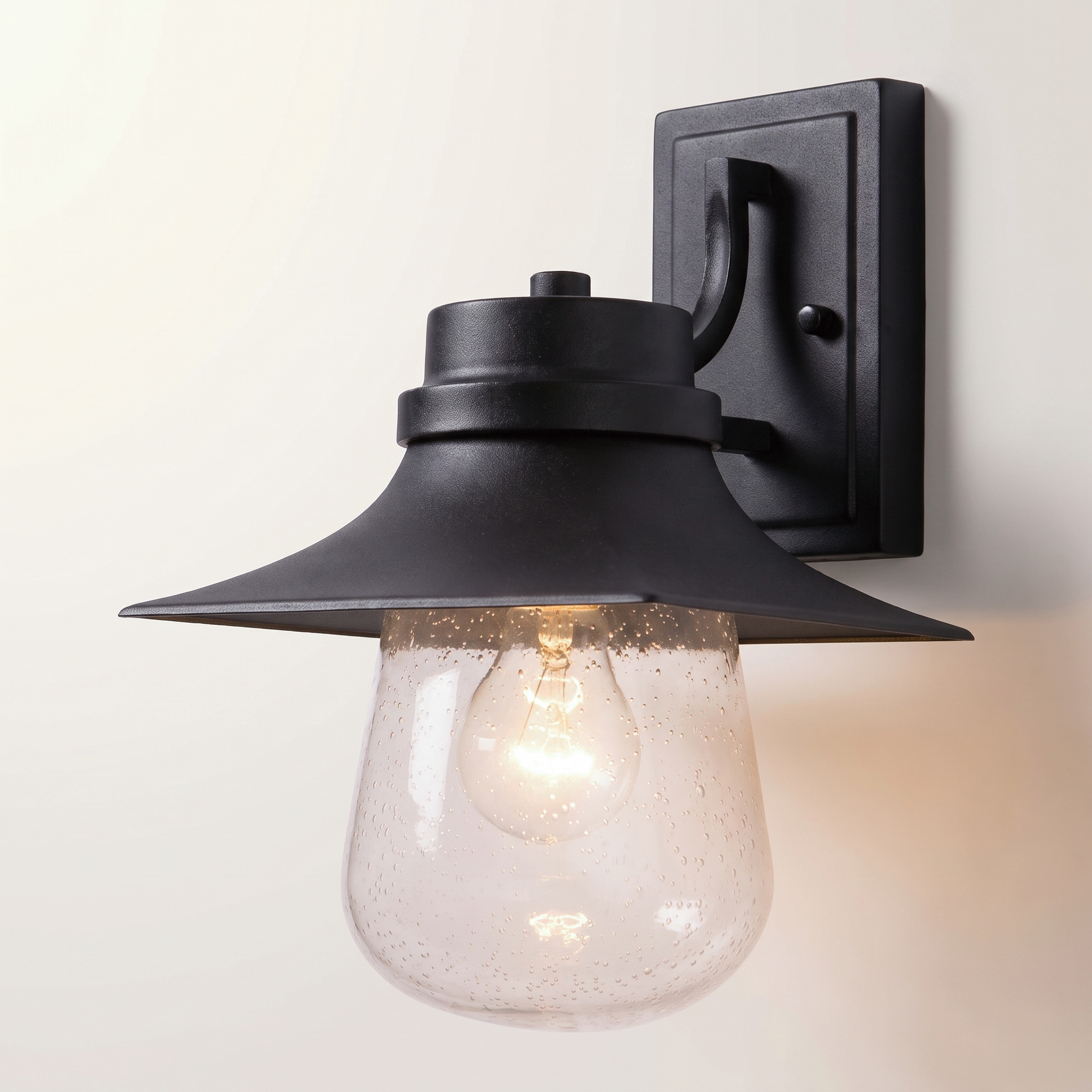 "Duncan" Outdoor Wall Mount — Black Iron & Glass